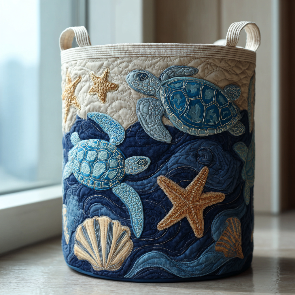 Turtle Path Quilted Laundry Basket House Decor Gifts That Help Sea Turtles