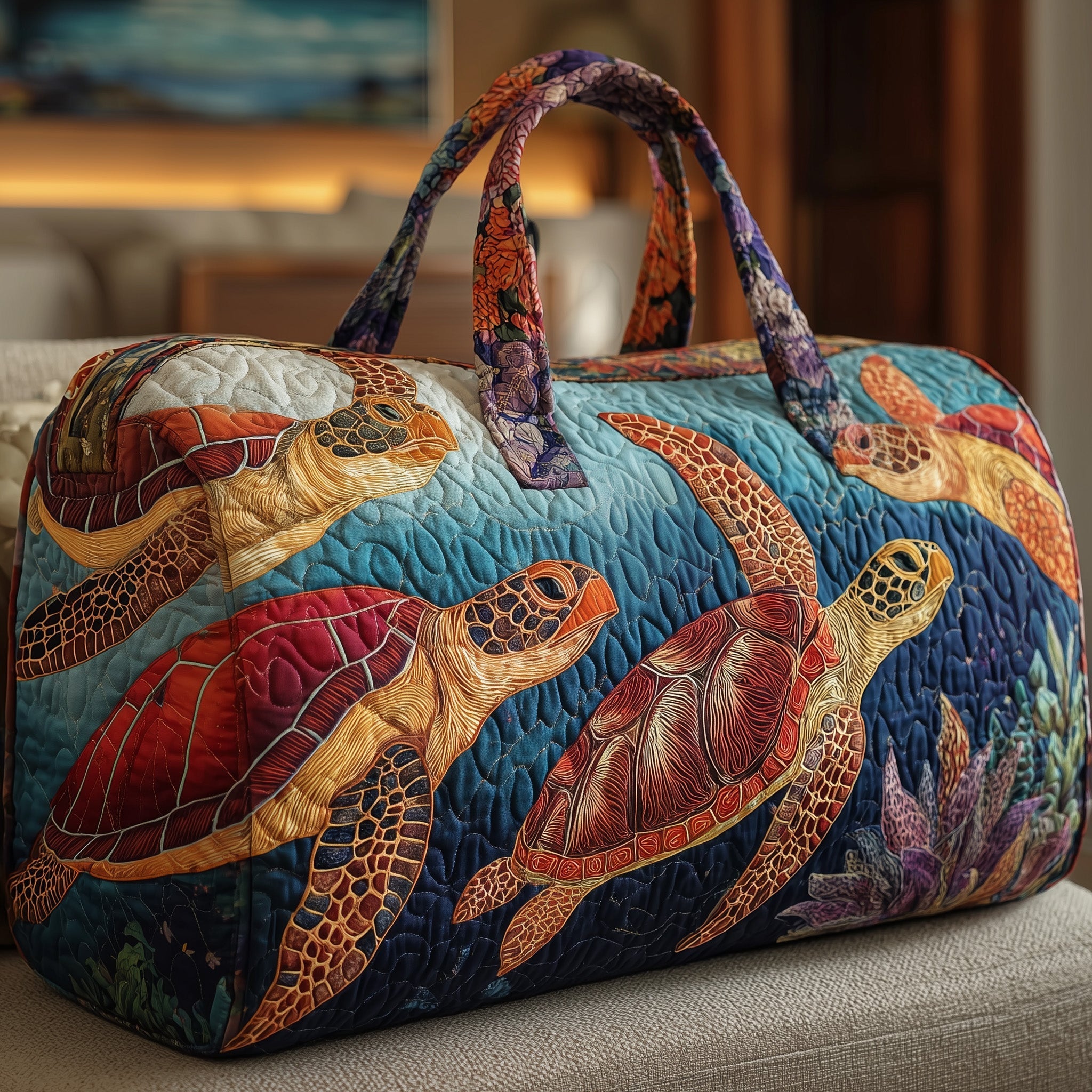 Turtle Quilted Duffle Bag Best Weekend Duffle Bag Womens Moms Day Gift