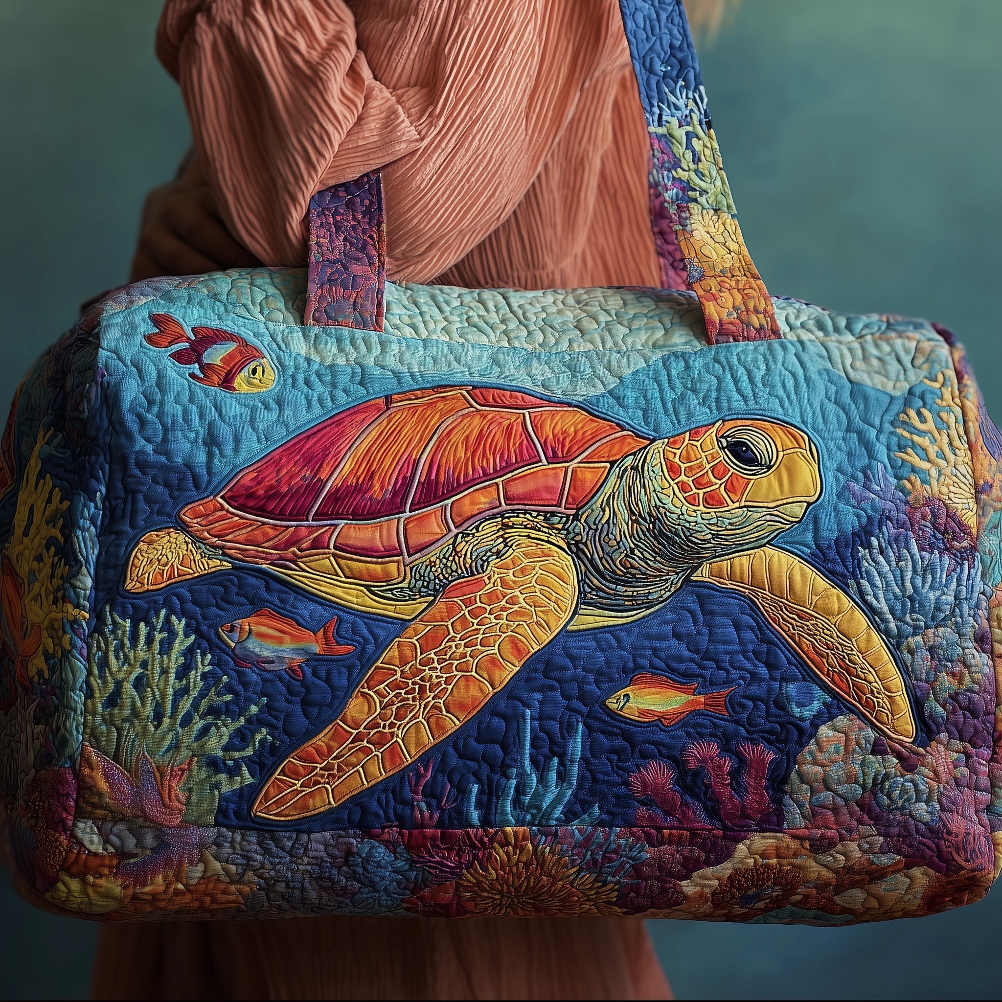 Turtle Quilted Duffle Bag Duffle Bag For Travelling Gift For Mother On Mother's Day