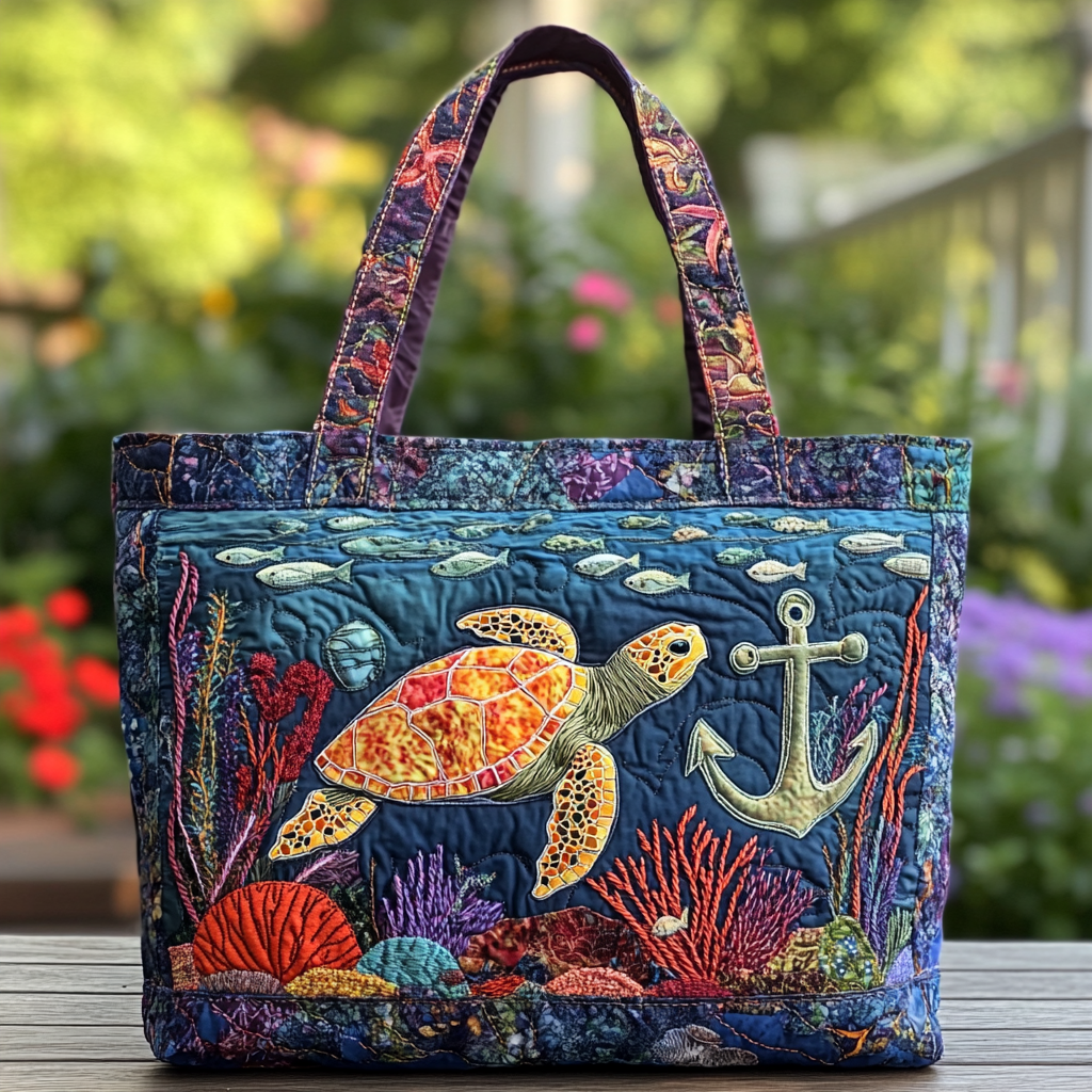 Turtle Tales Quilted Tote Bag Most Popular Shoulder Bags Good Birthday Gifts For Your Mom