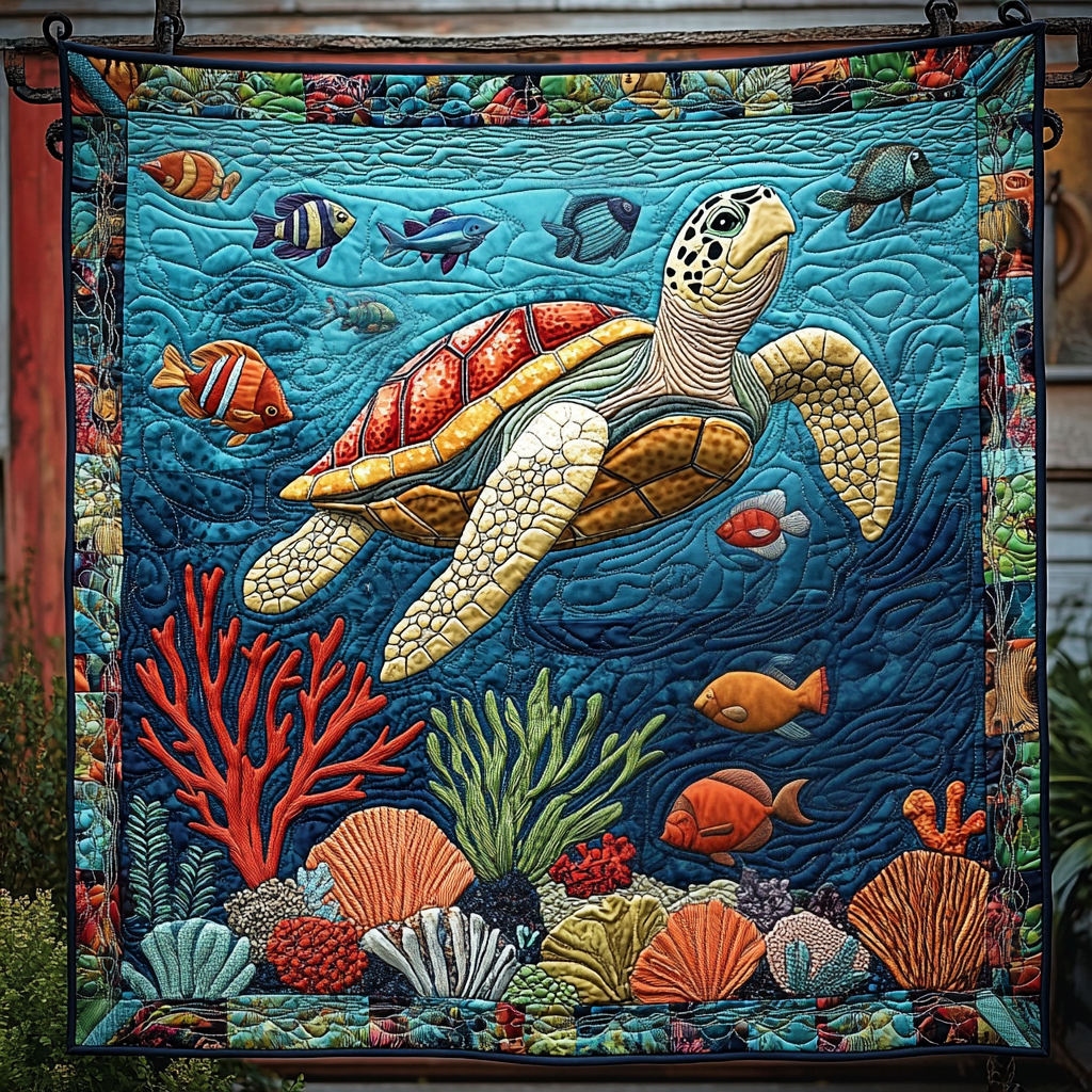 Turtle Tidepool Quilted Blanket Quilt Comforter Sets Turtle Items Gifts