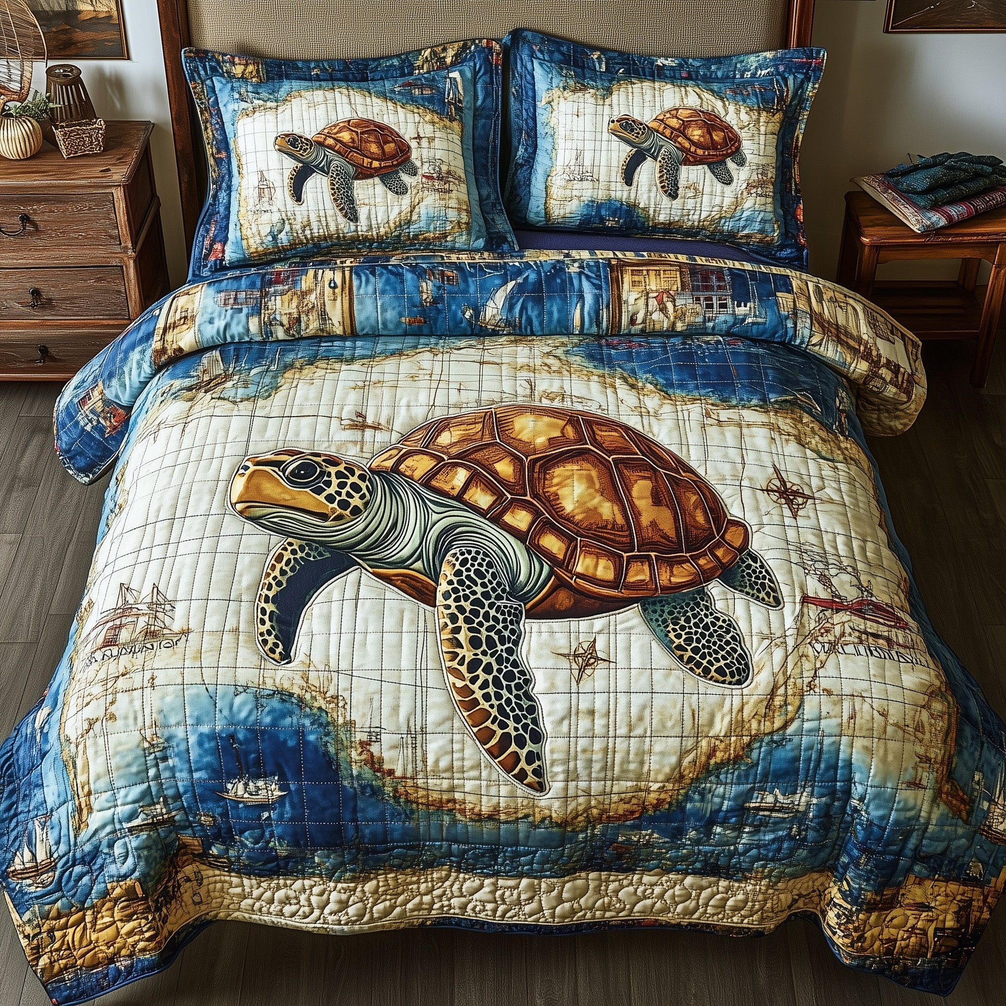 Turtle Trek Quilted Bedding Set Best Bedsheets Gifts That Help Sea Turtles