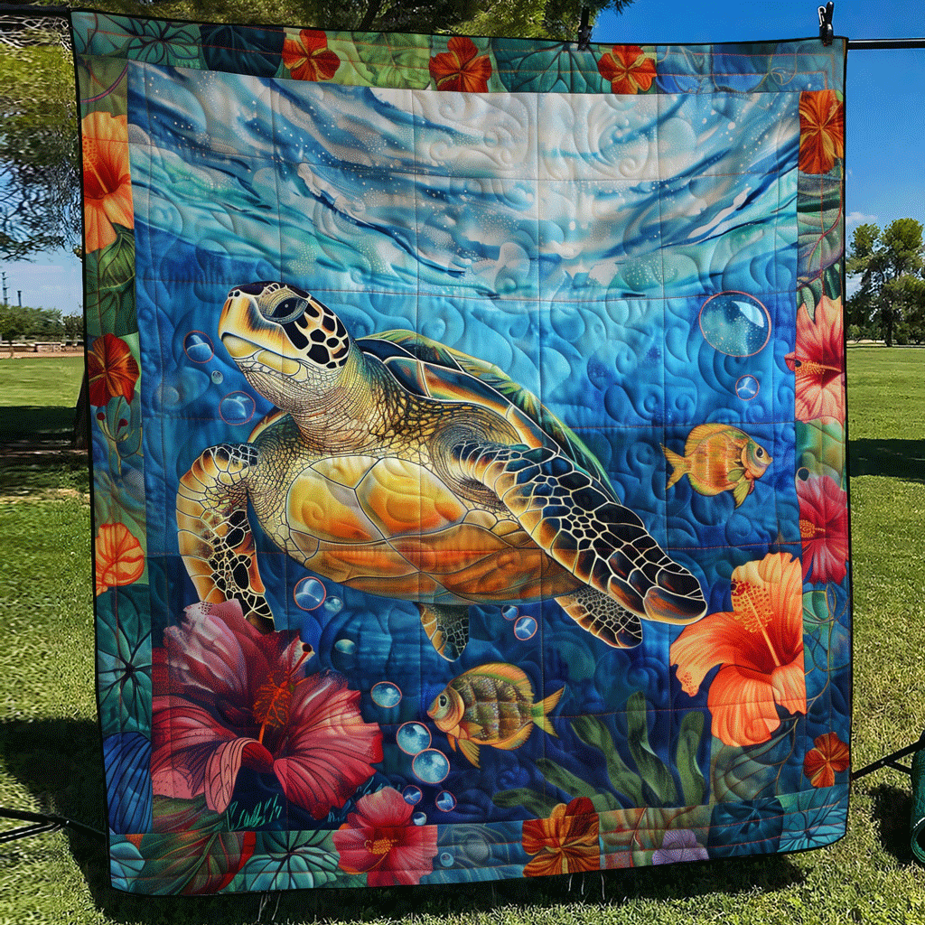 Turtle Voyage Quilted Blanket Bed Decor Ideas Cute Turtle Themed Gifts