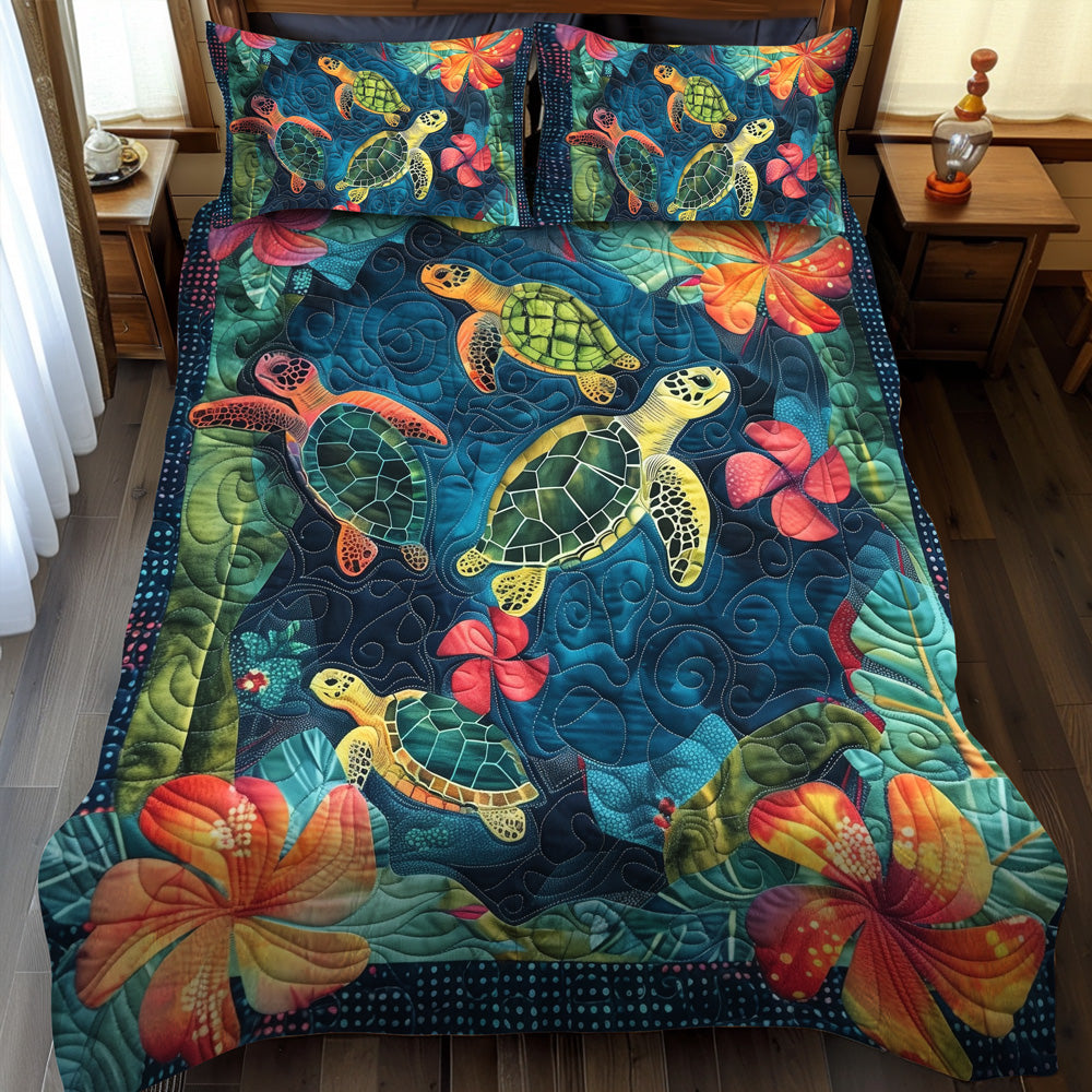 Turtles Journey Quilted Bedding Set Bed Decorations Sea Turtle Gifts For Him