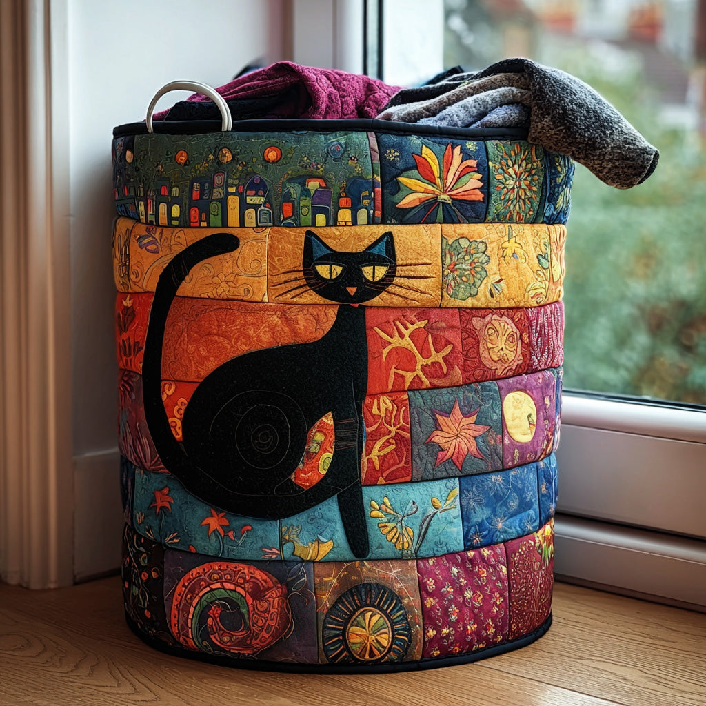 Twilight Charm Quilted Laundry Basket Foldable Storage Bin Gifts For Cat People