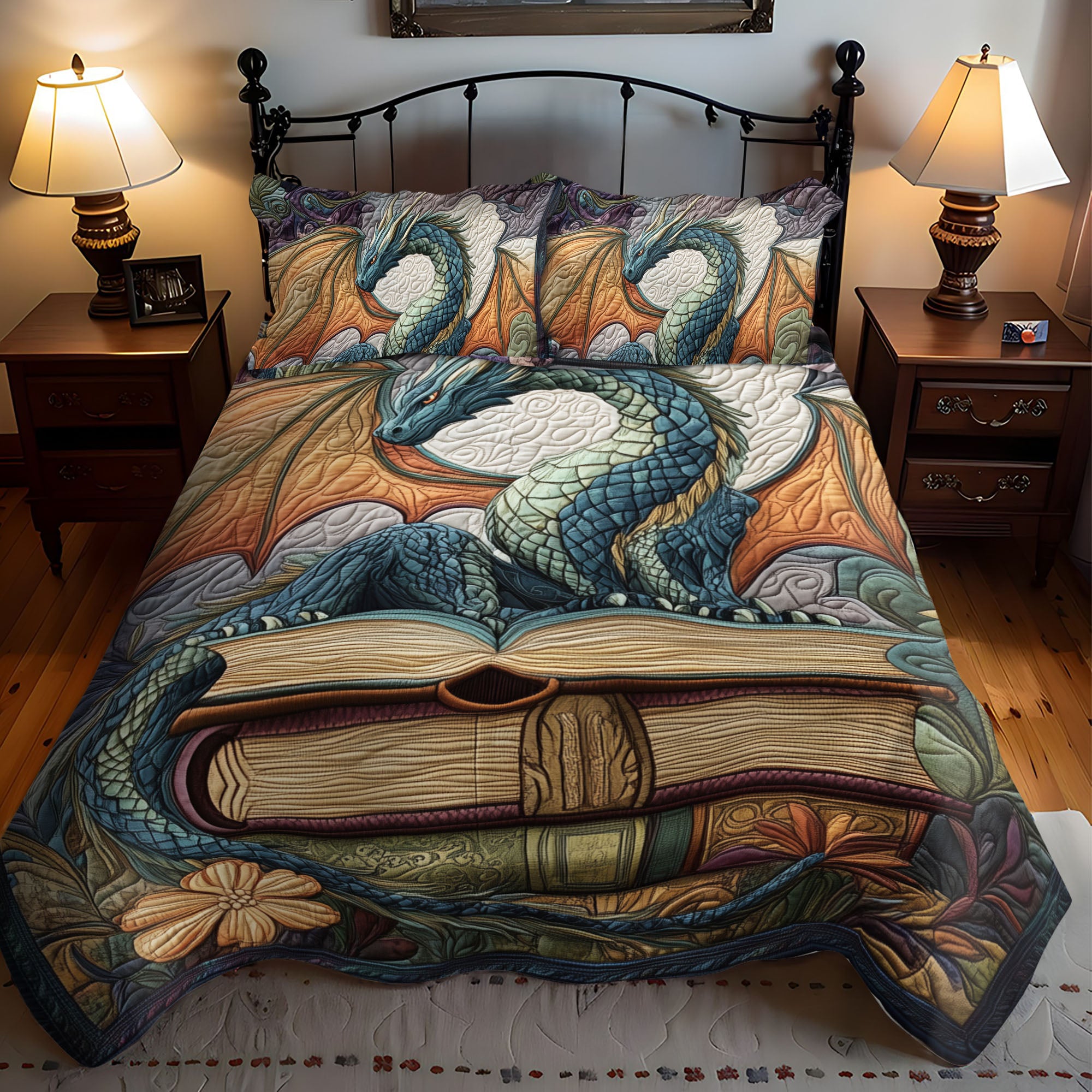 Twilight Guardian Quilted Bedding Set Unusual Bed Sheets Best Dragon Gifts