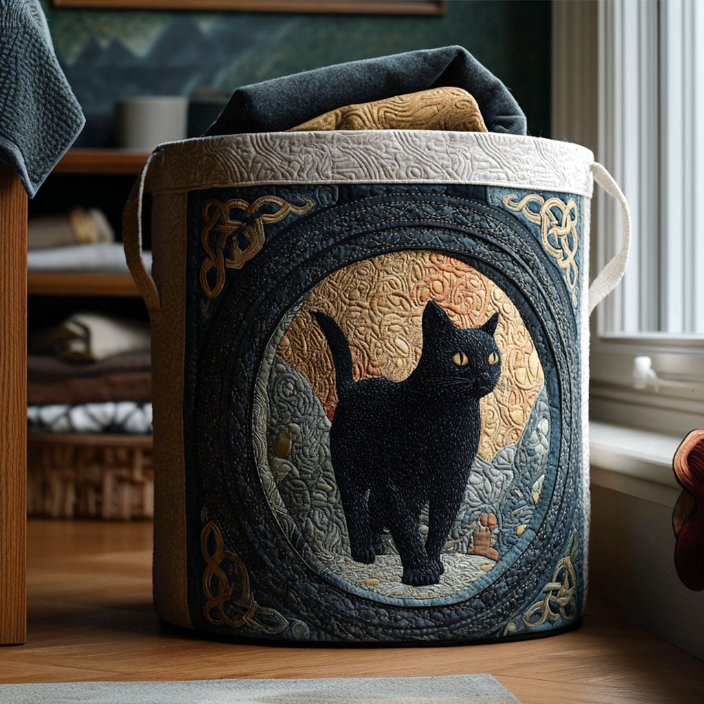 Twilight Keeper Quilted Laundry Basket Rustic Laundry Bin Cat Presents For Women