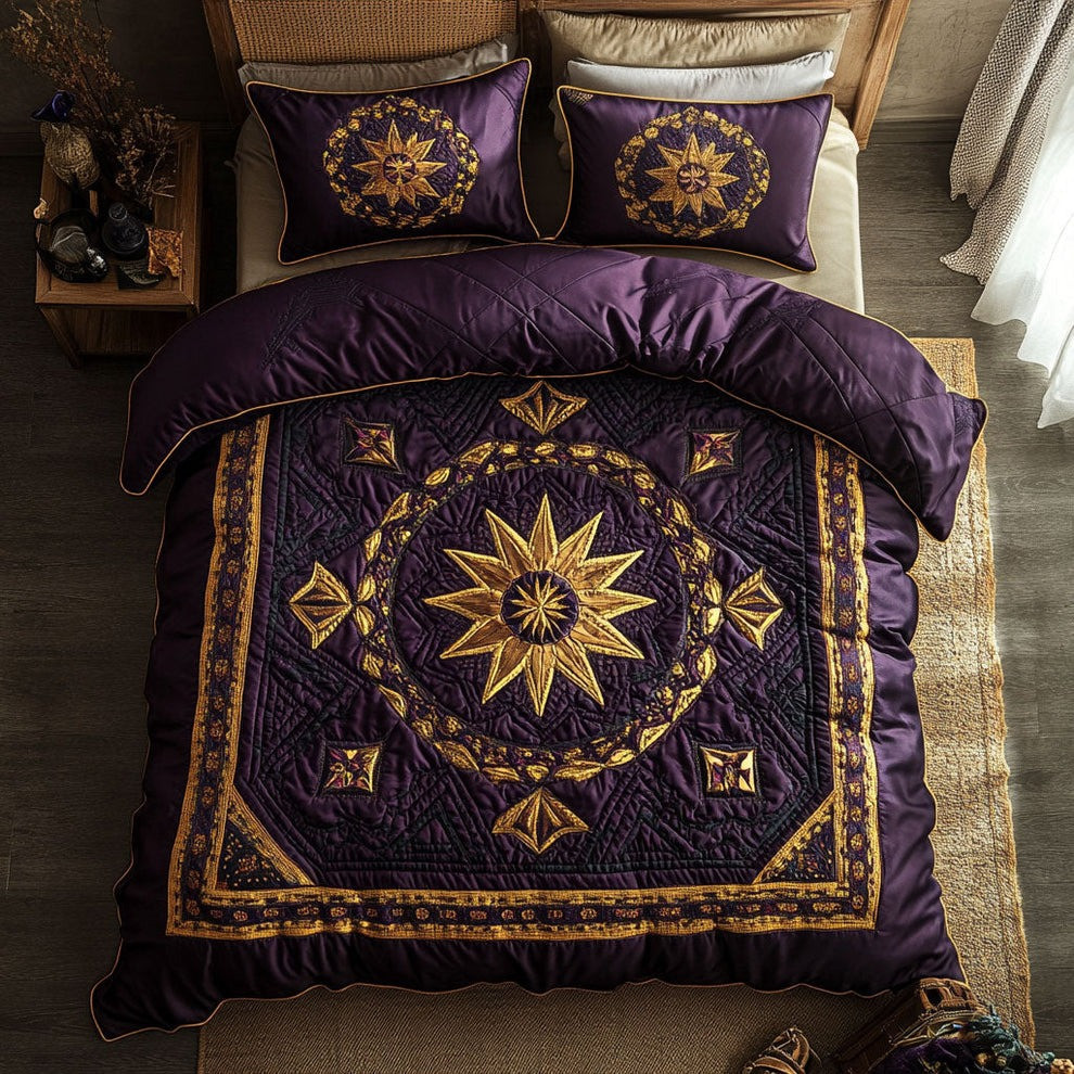 Twilight Mandala Quilted Bedding Set Bohemian Themed Bedroom Decorations Gifts