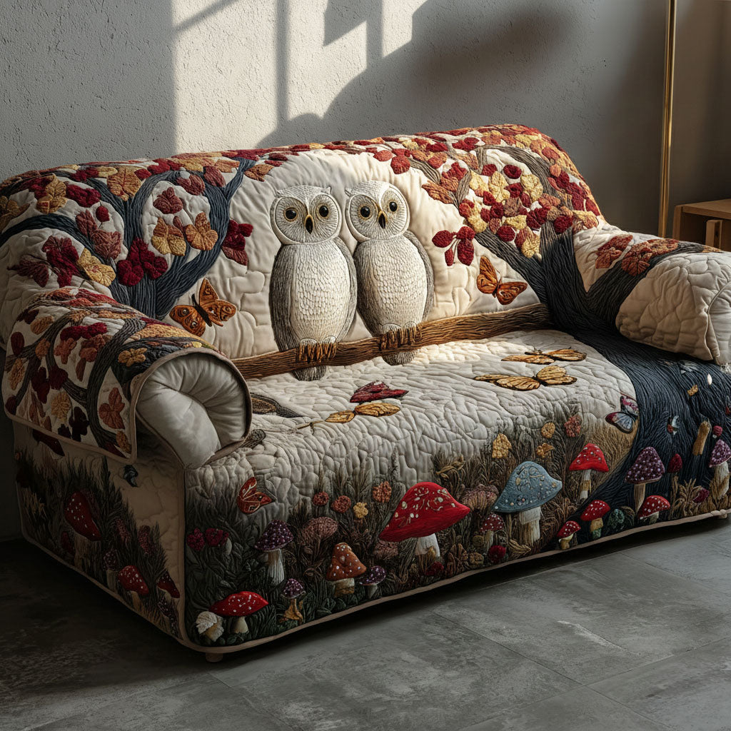 Twilight Owls Quilted Sofa Cover Couch Cushion Covers Valentine'S Day Gifts For Her
