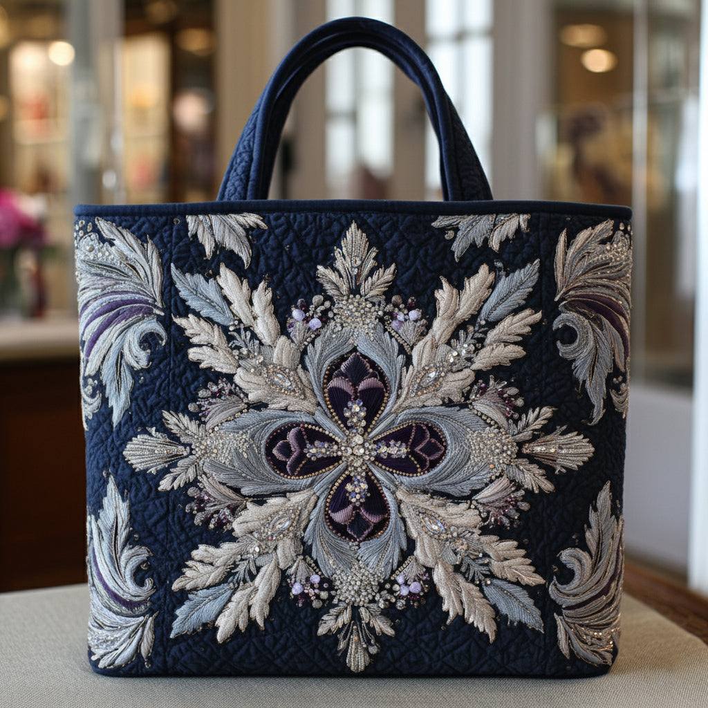 Twilight Snowflake Pattern Quilted Tote Bag Work Tote Best Christmas Gifts For Women