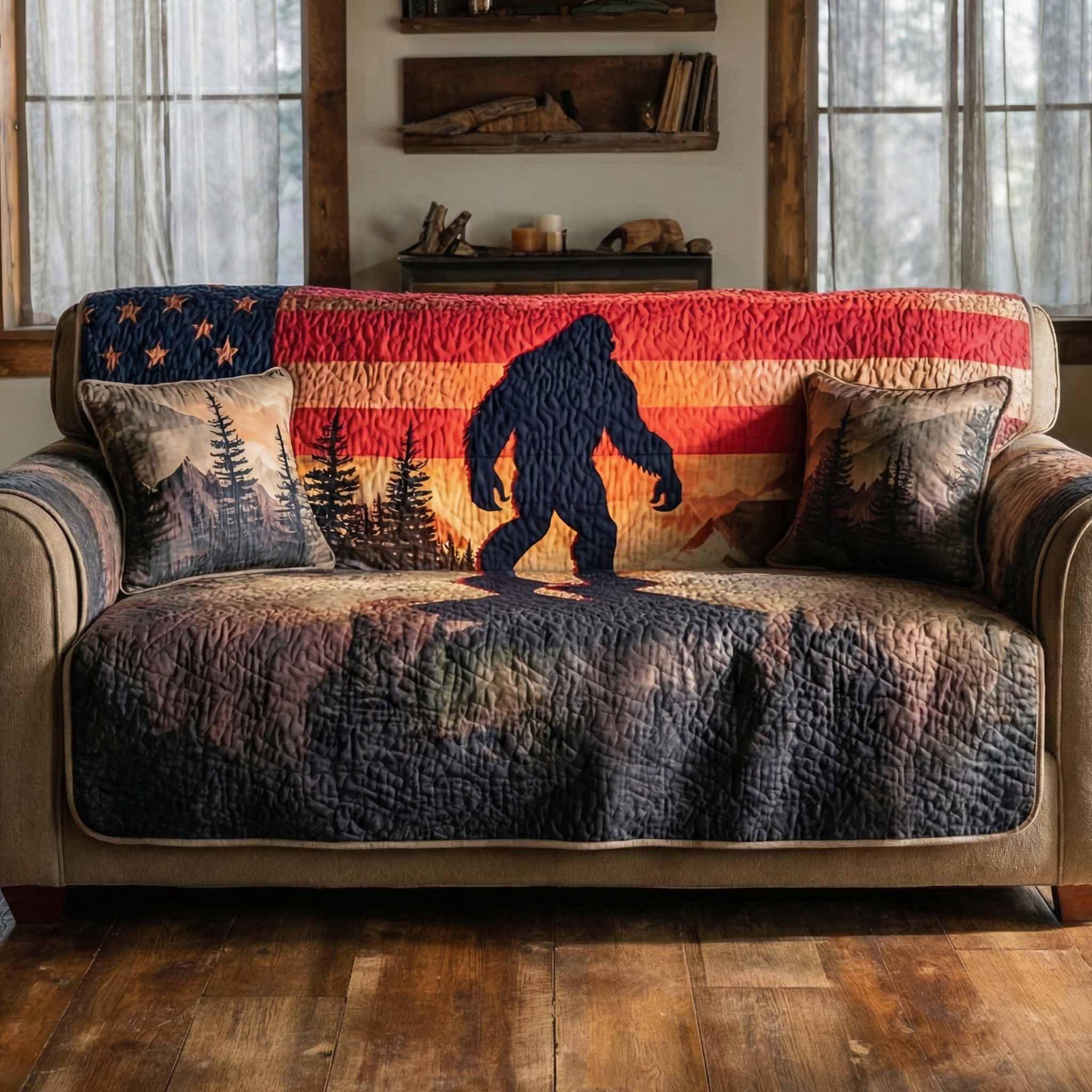 Twilight Watch Quilted Sofa Cover Sofa Cover Couch Sasquatch Themed Gifts