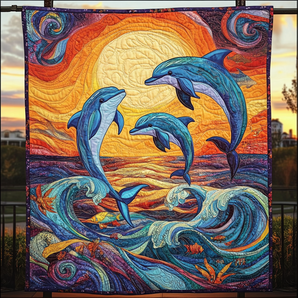 Twilight Waves Quilted Blanket Best Bedding Sets Best Gifts For Ocean Lovers