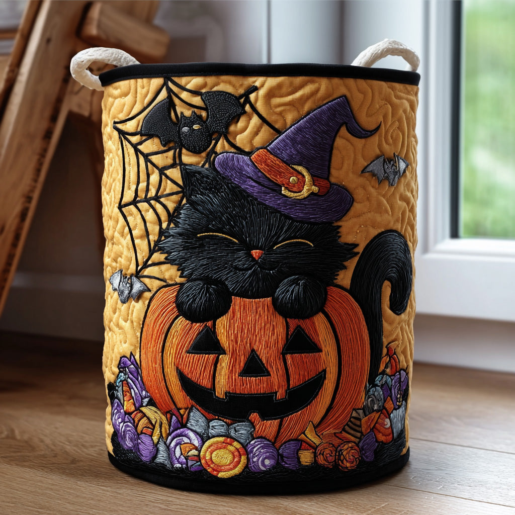 Twilight Whiskers Quilted Laundry Basket Foldable Laundry Basket Best Cat Presents
