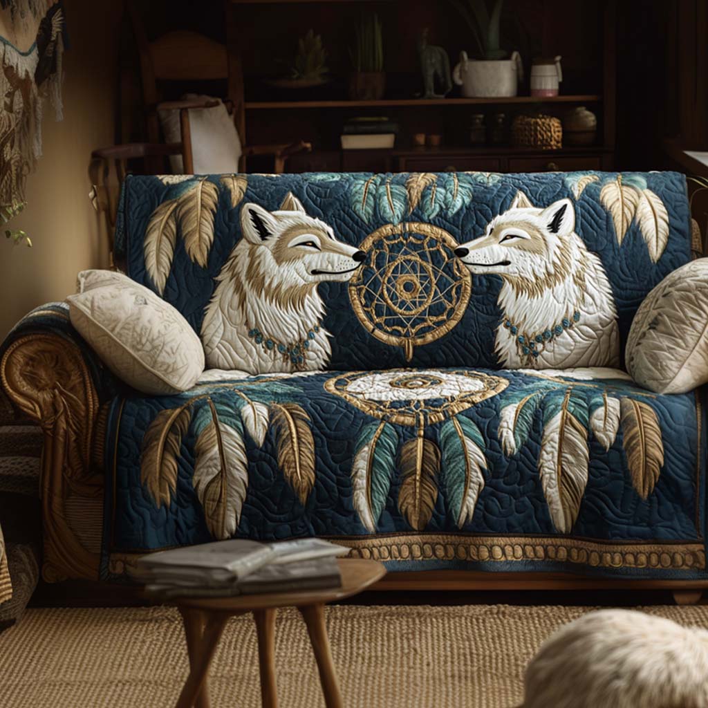 Twin Howl Quilted Sofa Cover Best Sofa Cushion Covers Native American Gifts For Father's Day