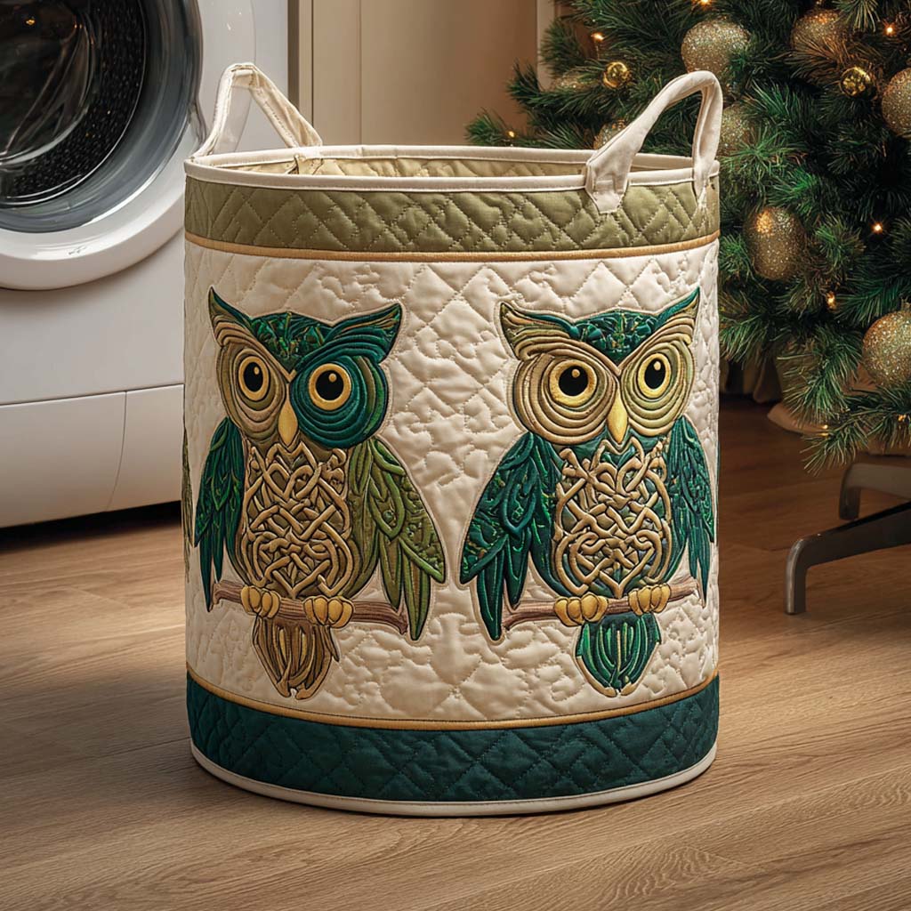 Twin Owls Quilted Laundry Basket Folding Laundry Hamper Owl Gifts For Dad