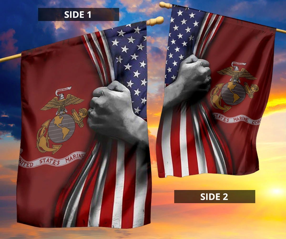 U.S Marine Corps Flag Inside American Flag Patriotic Welcome Holiday 4Th July Decor In-Outdoor - Image 13