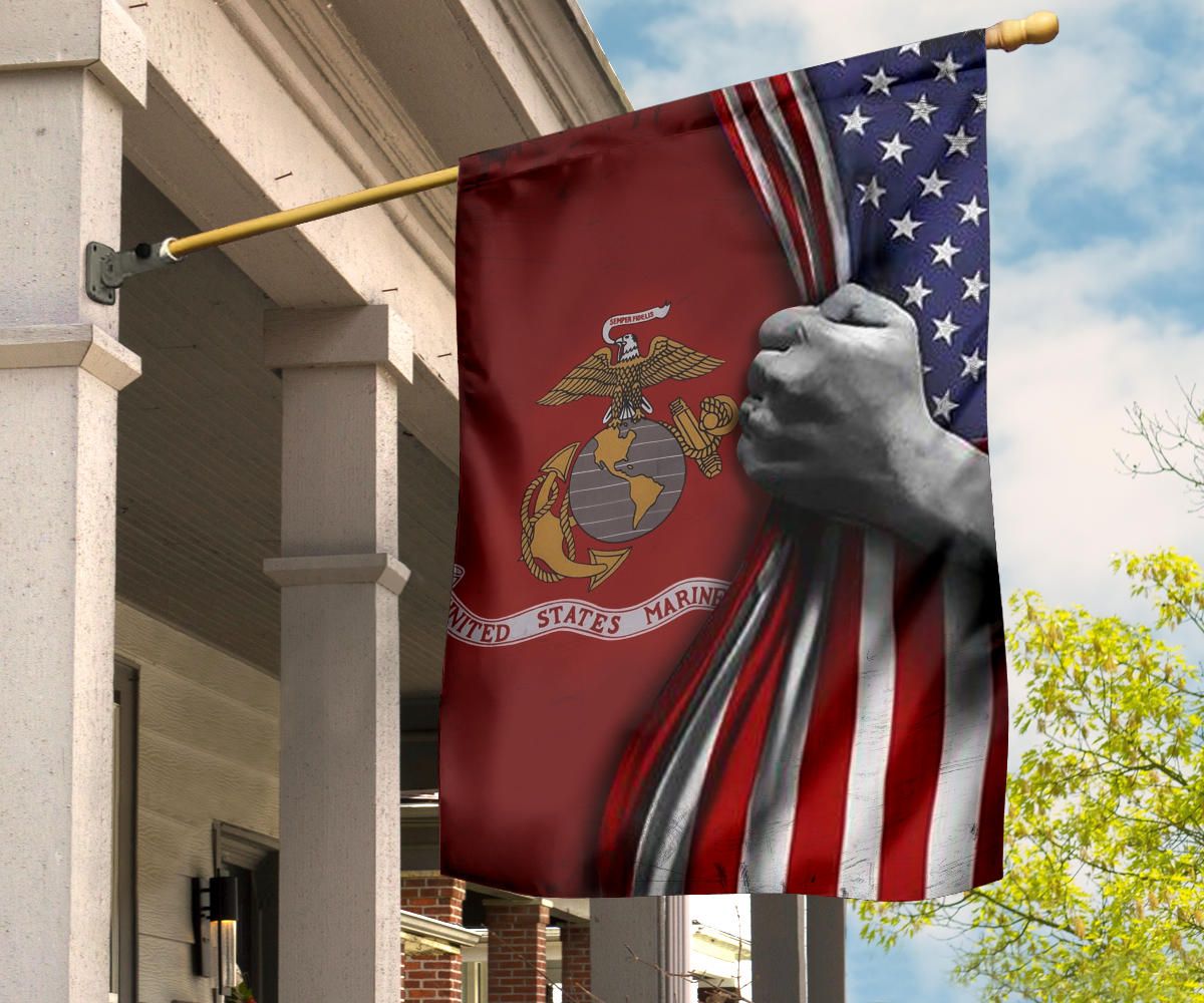 U.S Marine Corps Flag Inside American Flag Patriotic Welcome Holiday 4Th July Decor In-Outdoor - Image 2
