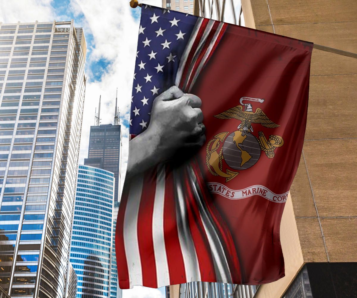 U.S Marine Corps Flag Inside American Flag Patriotic Welcome Holiday 4Th July Decor In-Outdoor - Image 10