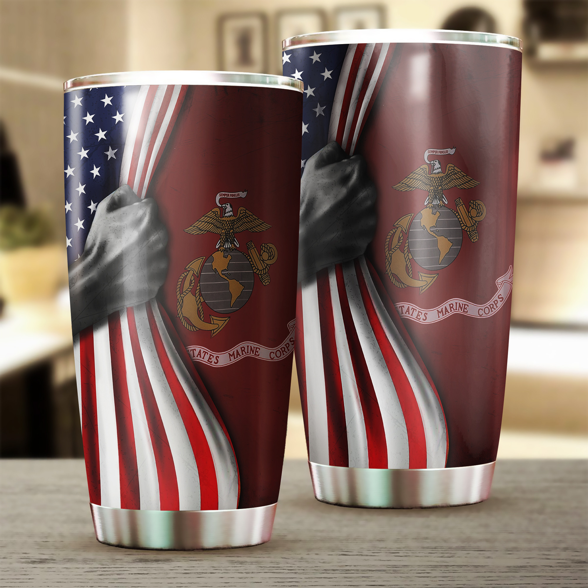 U.S Marine Corps Flag Inside American Flag Patriotic Welcome Holiday 4Th July Decor In-Outdoor - Image 17