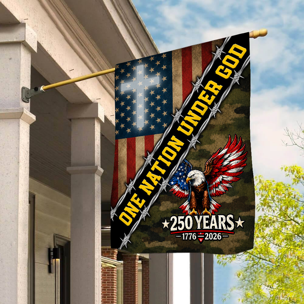 USA 250Th Anniversary 1776 2026 House Flag One Nation Under God Flag Patriotic Gift