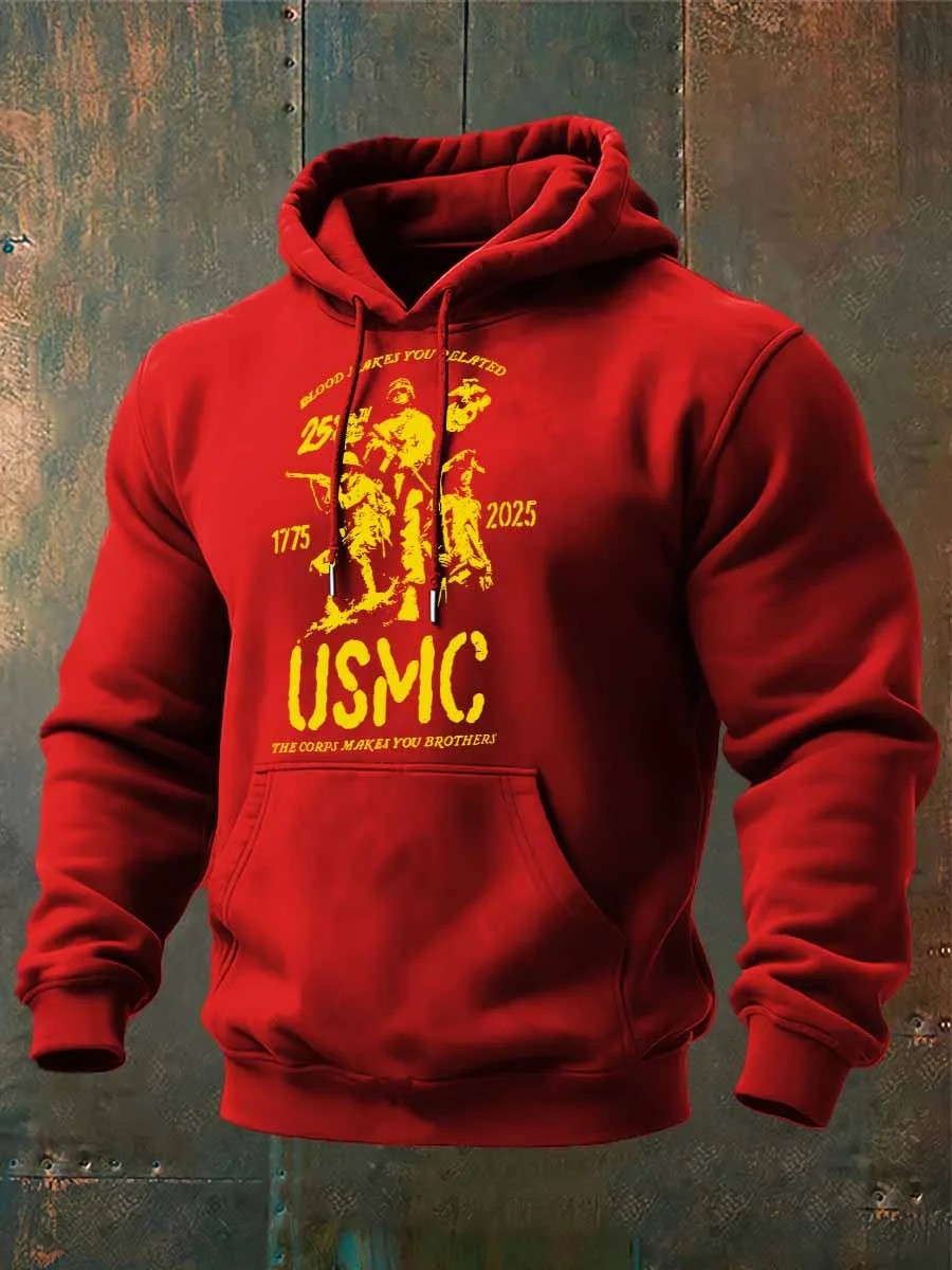 USMC 250th Anniversary Hoodie 1775 2025 Marine Corps Veteran Apparel Gifts For Brotherhood - Image 2