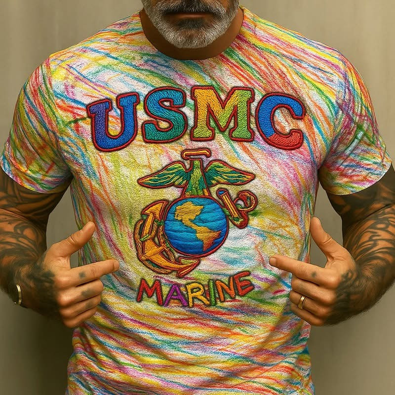 USMC Veteran Crayon Eaters 3D Print T-Shirt U.S Marine Corps Crayon Eaters Apparel