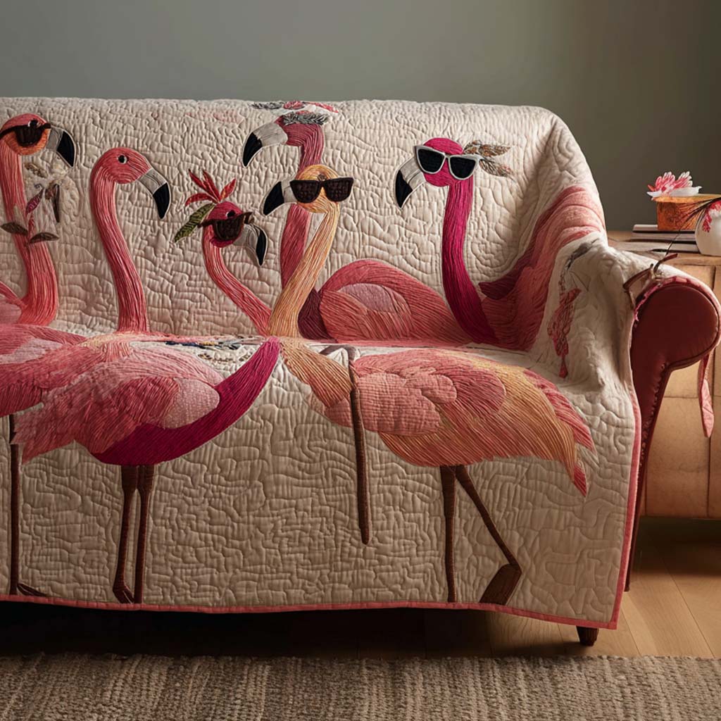 Vacation Flamingos Quilted Sofa Cover Cool Couch Covers Flamingo Christmas Presents