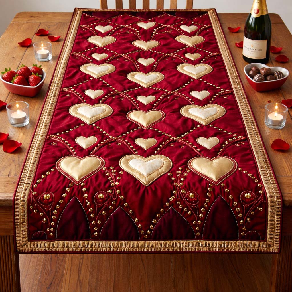 Valentine Love Quilted Table Runner Valentines Decor Table Valentine Day Gifts For Husband