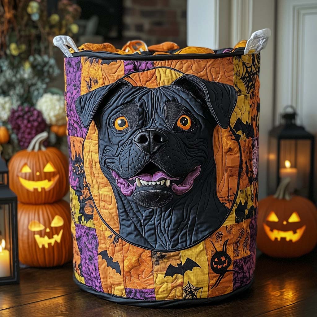 Vampire Pitbull Quilted Laundry Basket Unique Laundry Basket Cute Gifts For Dog Lovers Owners