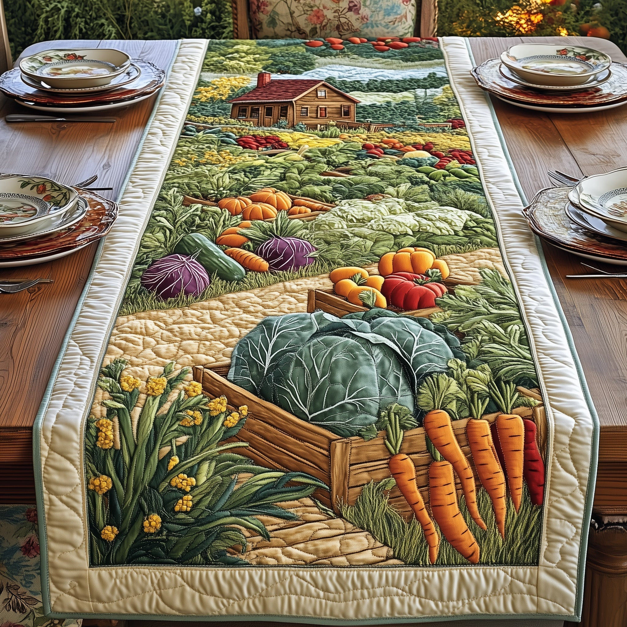 Veggie Haven Quilted Table Runner Country Table Runners Mothers Day Gift Ideas Last Minute
