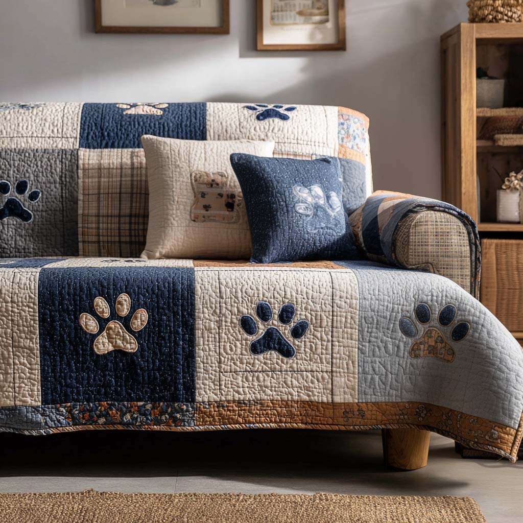Velvet Paws Quilted Sofa Cover Home Decor Top Gifts For Dog Lovers