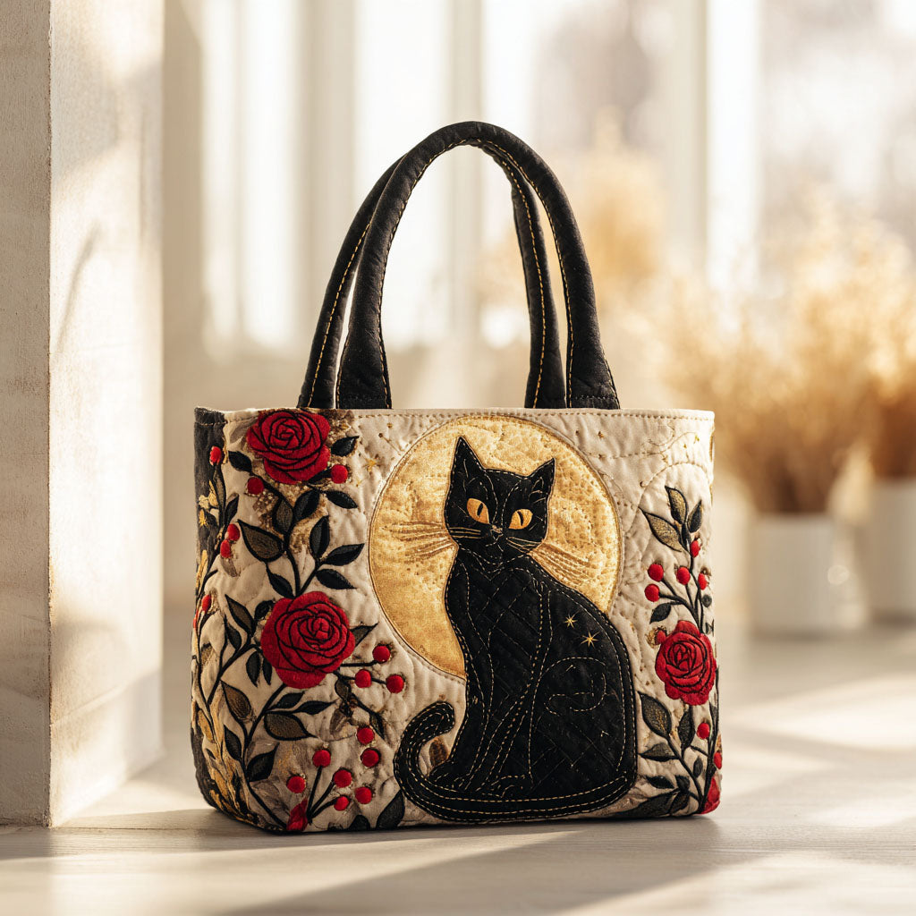 Velvet Rose Quilted Tote Bag Trendy Bags For Women Cat Gifts For Lady