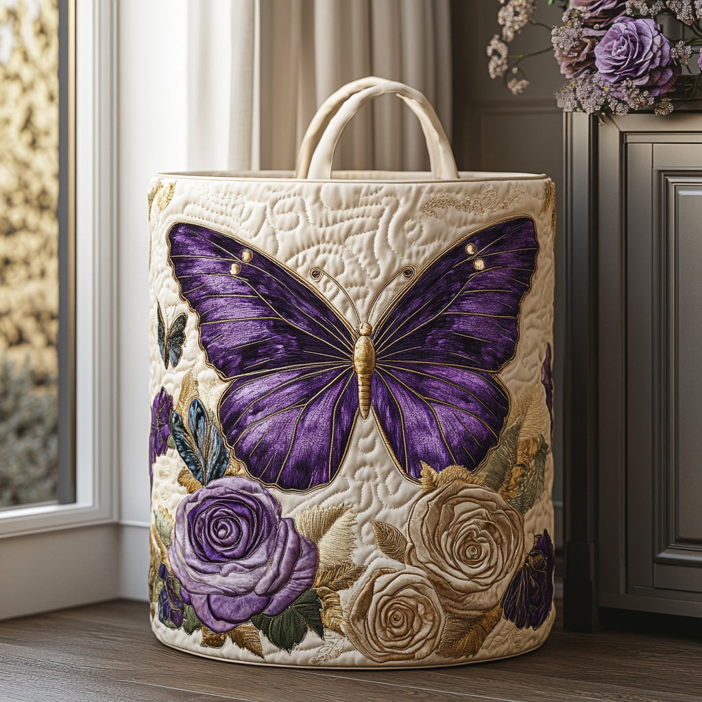 Velvet Wings Quilted Laundry Basket Unique Laundry Basket Novelty Butterfly Presents