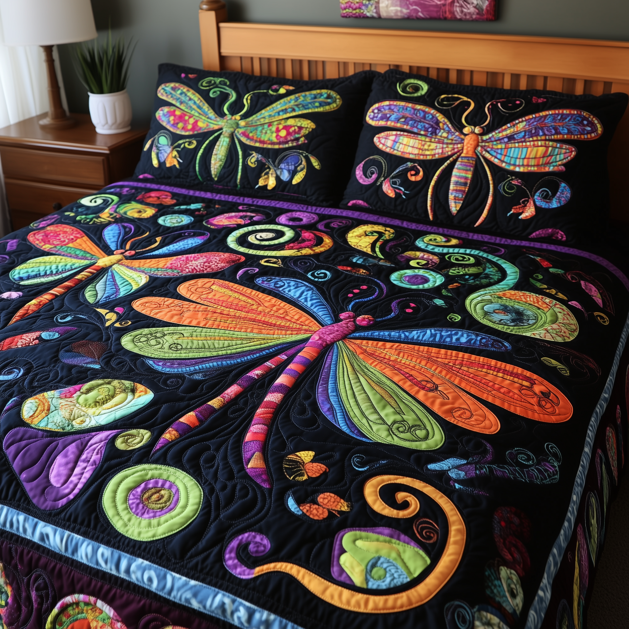 Vibrant Dragonfly Quilted Bedding Set Bedding Ideas Dragonfly Gifts For Mom
