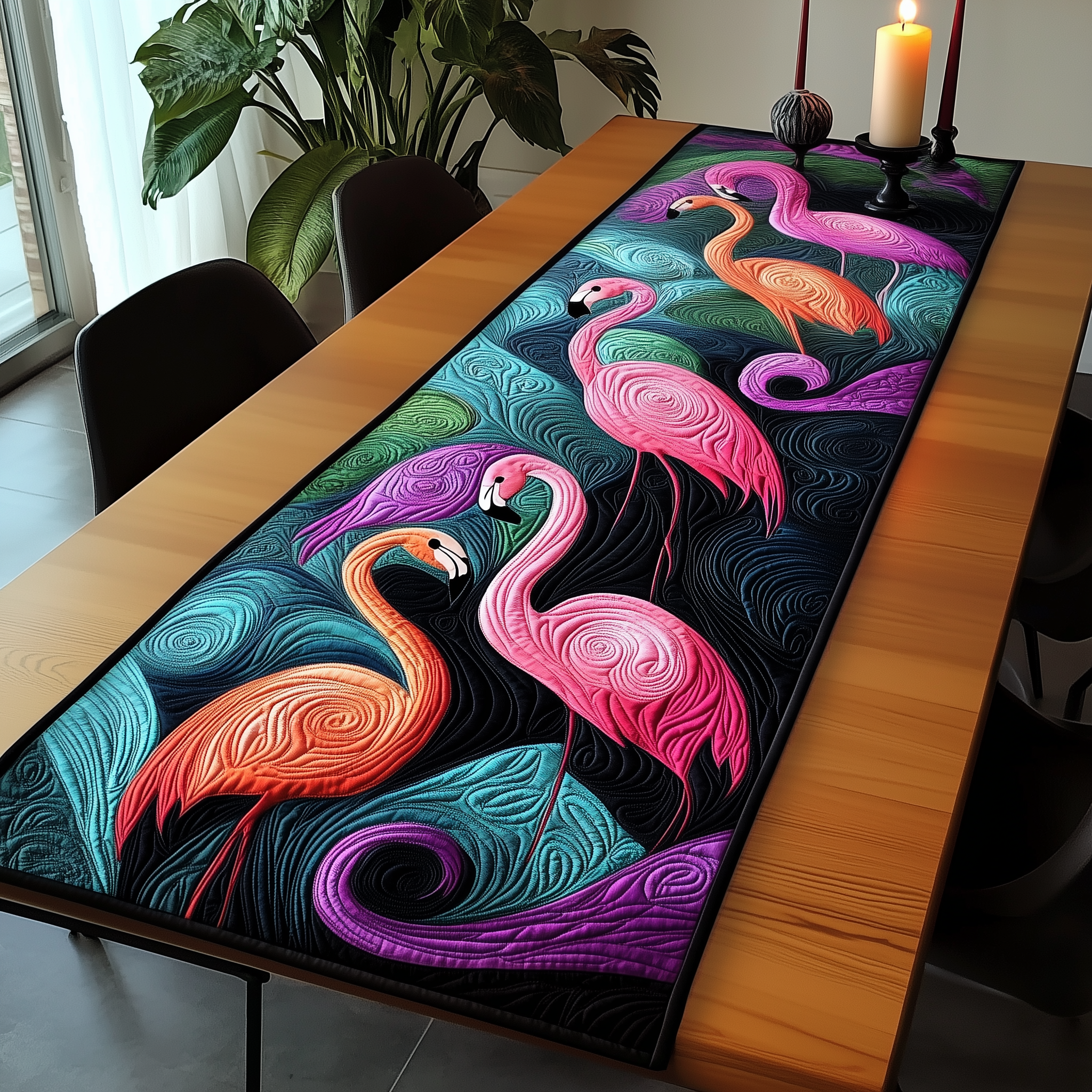 Vibrant Flamingo Quilted Table Runner Dining Room Table Runners Unique Pink Flamingo Gifts