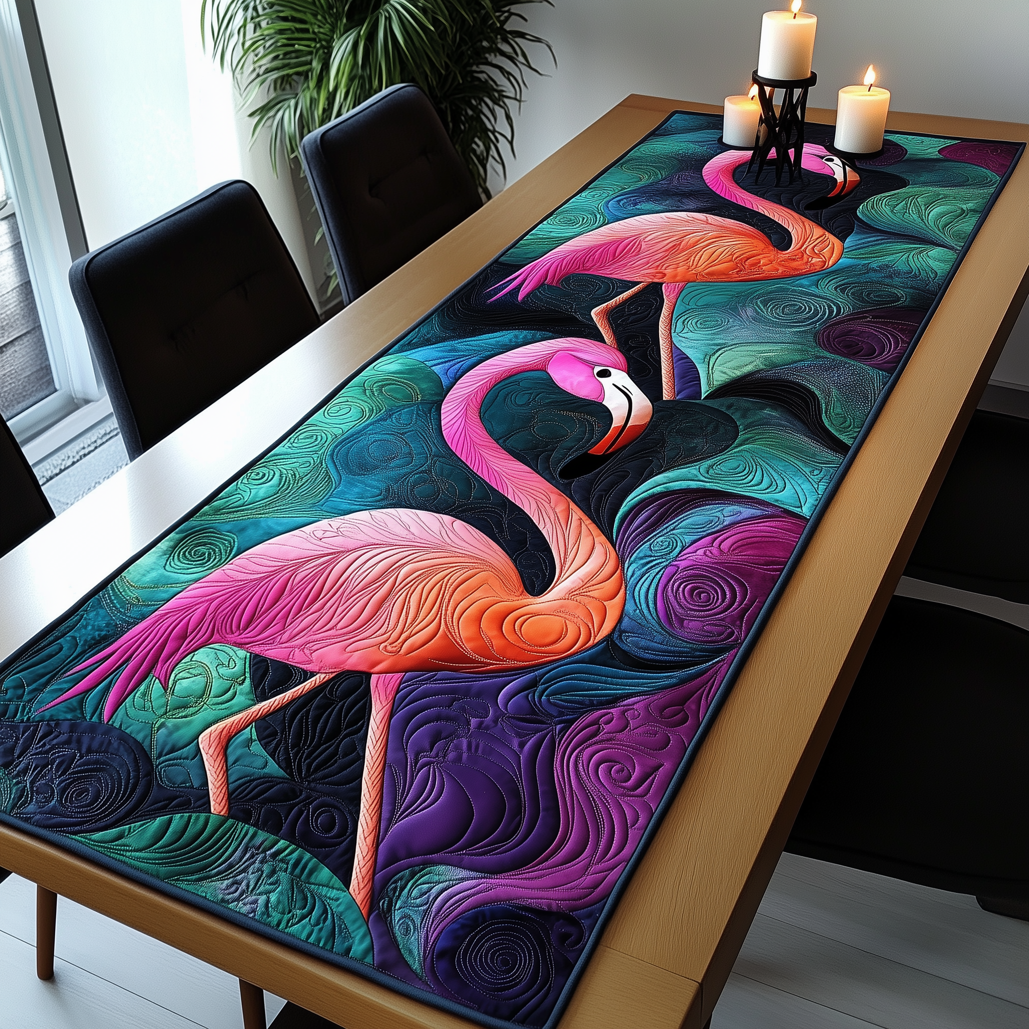 Vibrant Flamingo Quilted Table Runner Dining Table Runner Pink Flamingo Gifts
