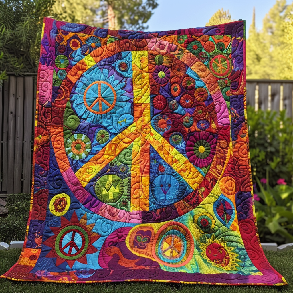 Vibrant Peace Sign Quilted Blanket Bedroom Furniture Ideas Present Ideas For Mom
