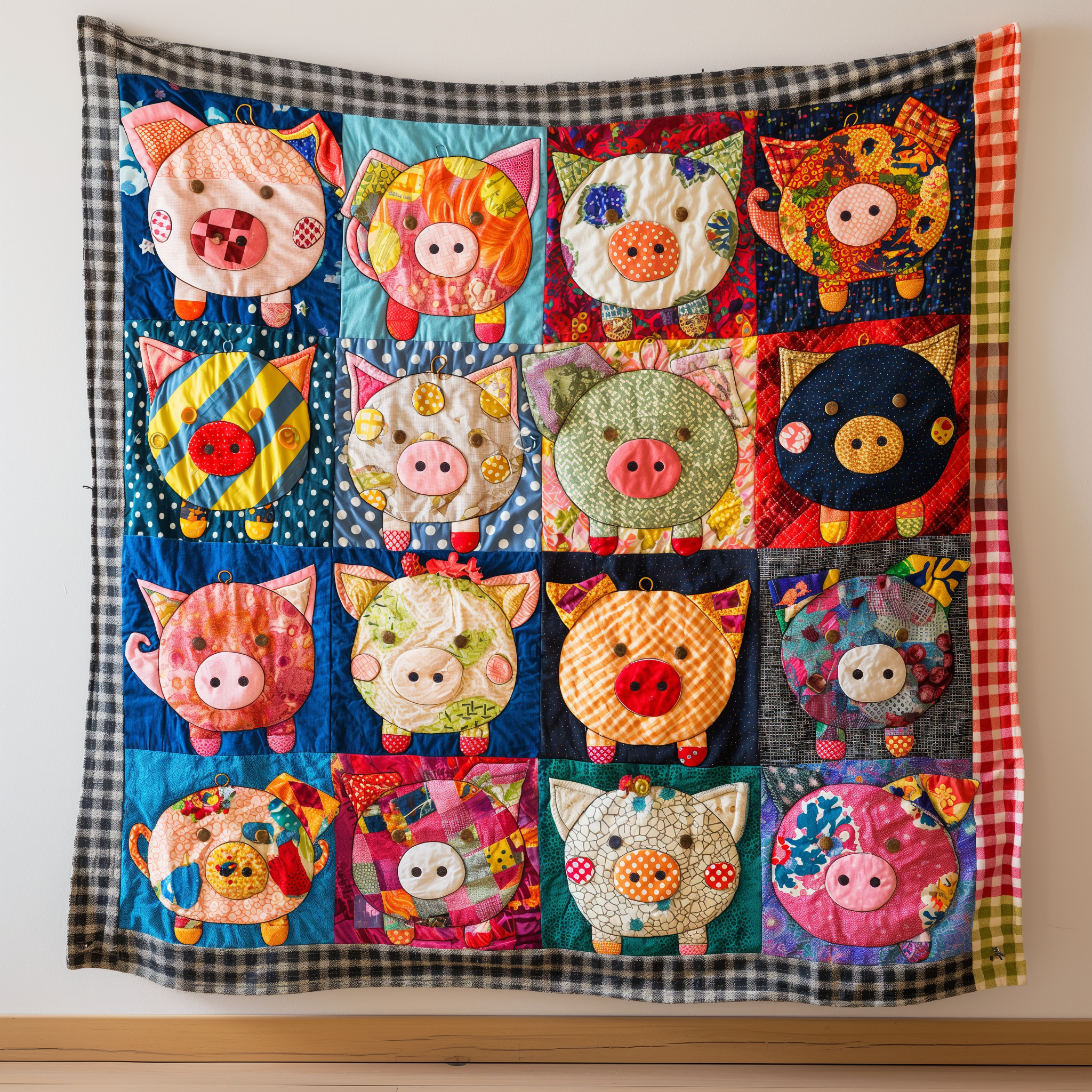 Vibrant Pig Quilted Blanket Unique Bed Sheet Set Mother Gift Ideas
