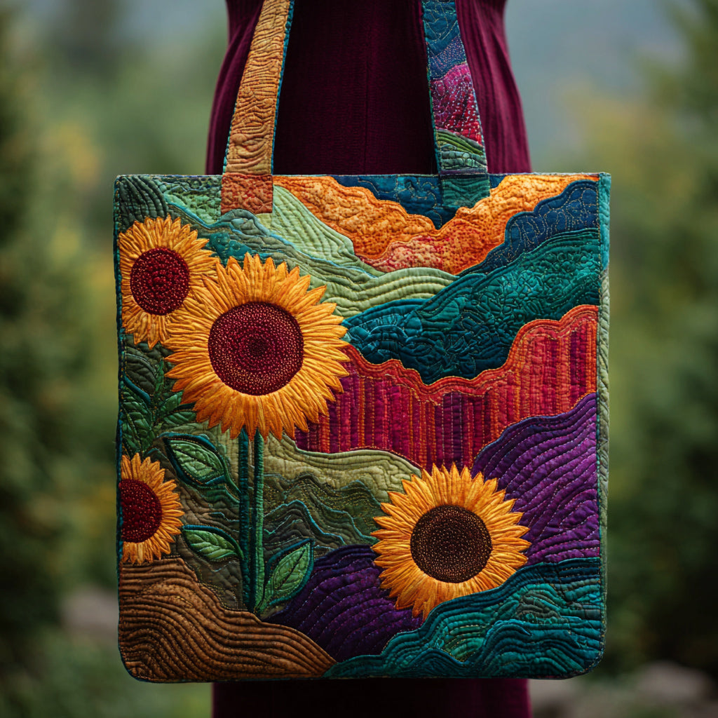 Vibrant Sunflower Quilted Tote Bag Popular Designer Totes Mother' Day Special Gifts