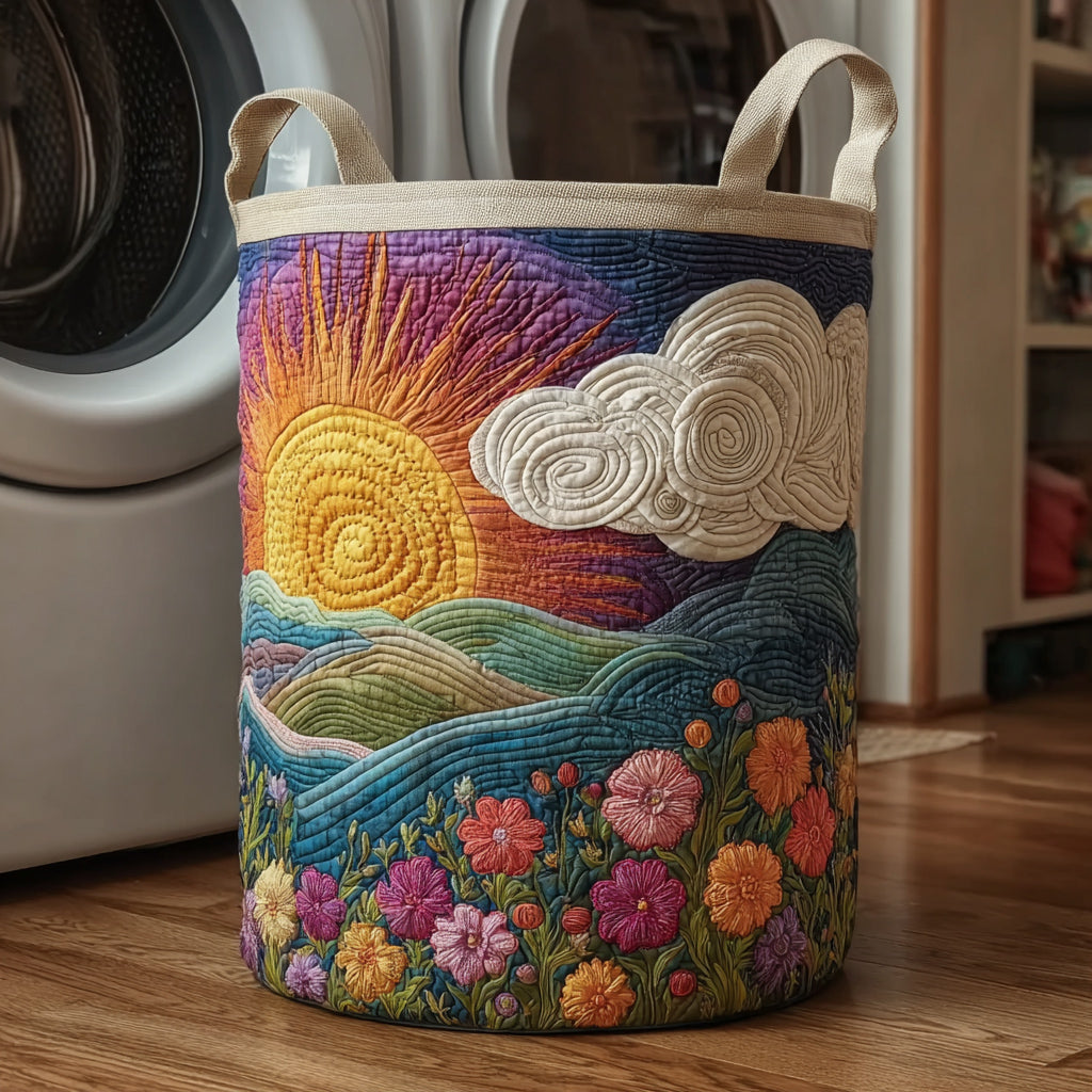 Vibrant Sunrise Quilted Laundry Basket Good Laundry Baskets Mother's Day Gifts For Girlfriend