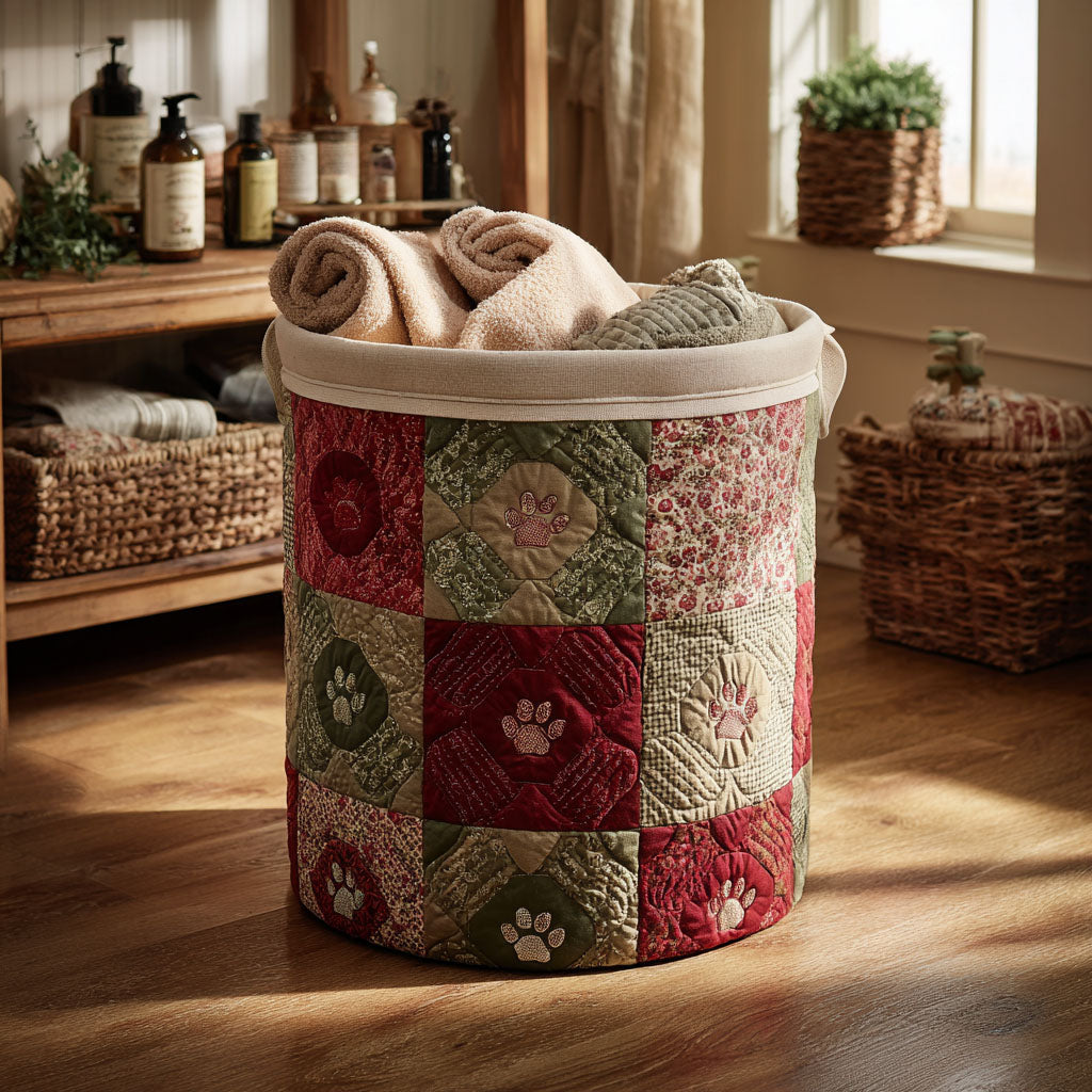 Vintage Blossom Paws Quilted Laundry Basket Best Foldable Laundry Basket Good Gifts For Cat Lovers