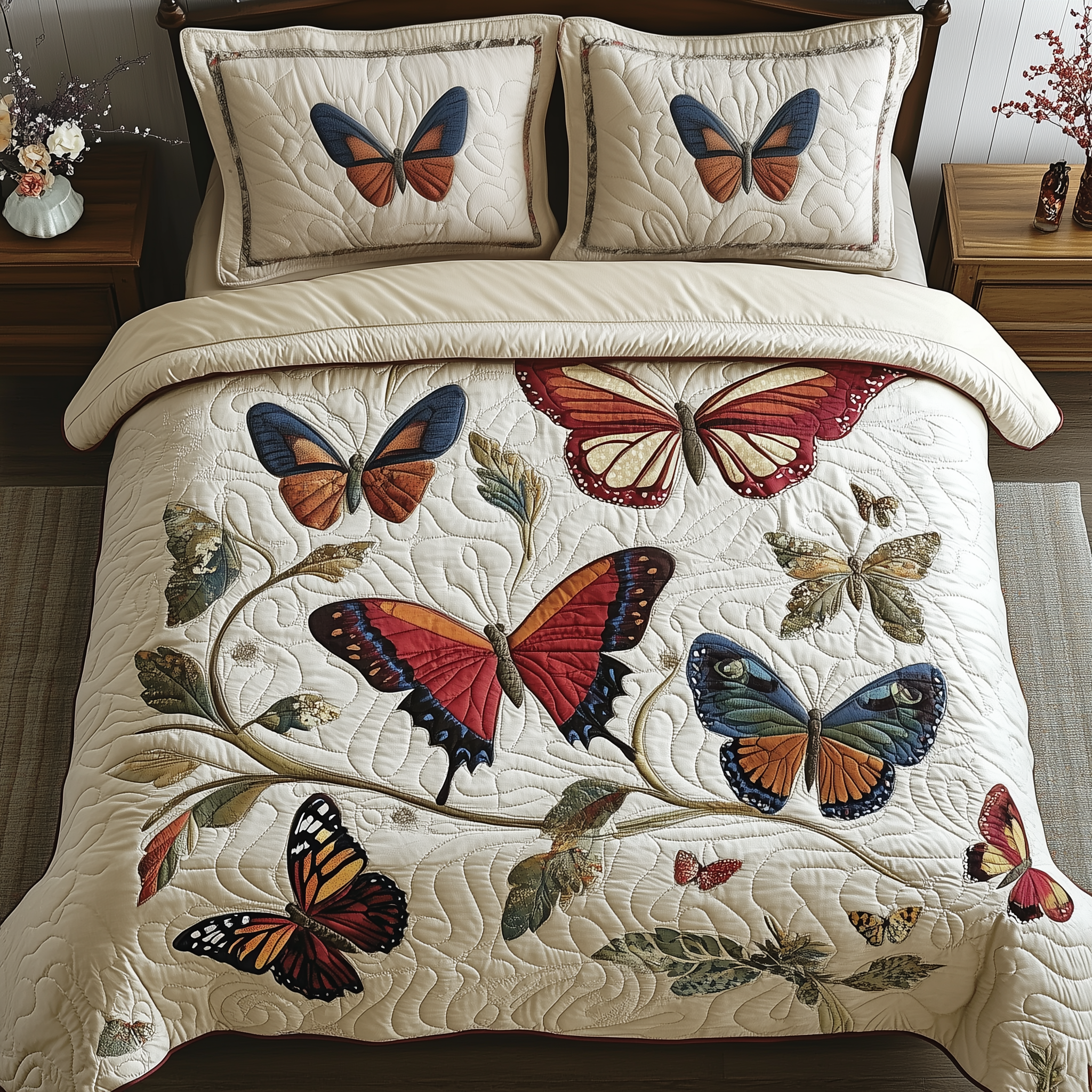 Vintage Butterfly Quilted Bedding Set Great Sheet Sets Butterfly Birthday Gift Ideas