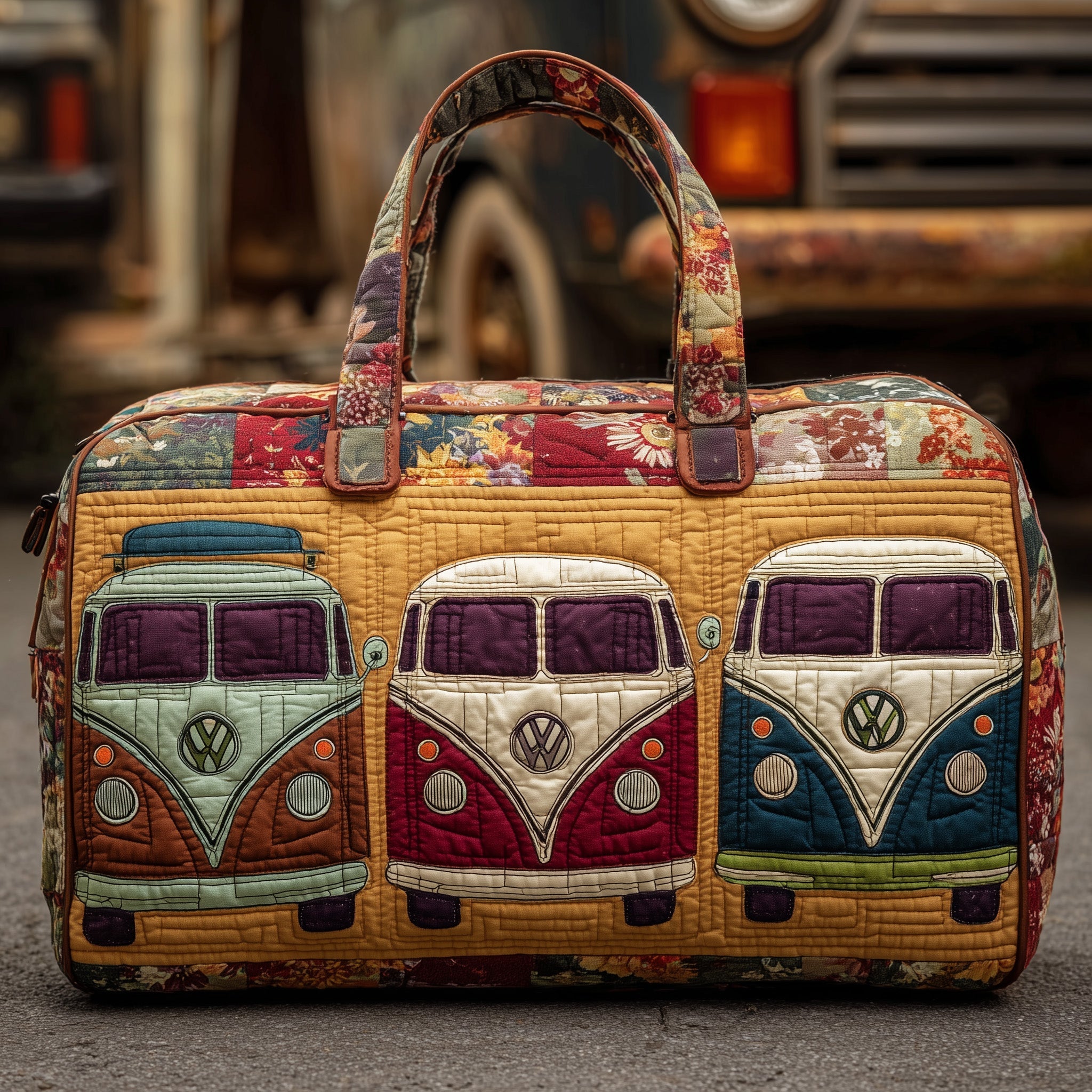 Vintage Camper Quilted Duffle Bag Large Duffle Bags For Travel Birthday Ideas For Mother