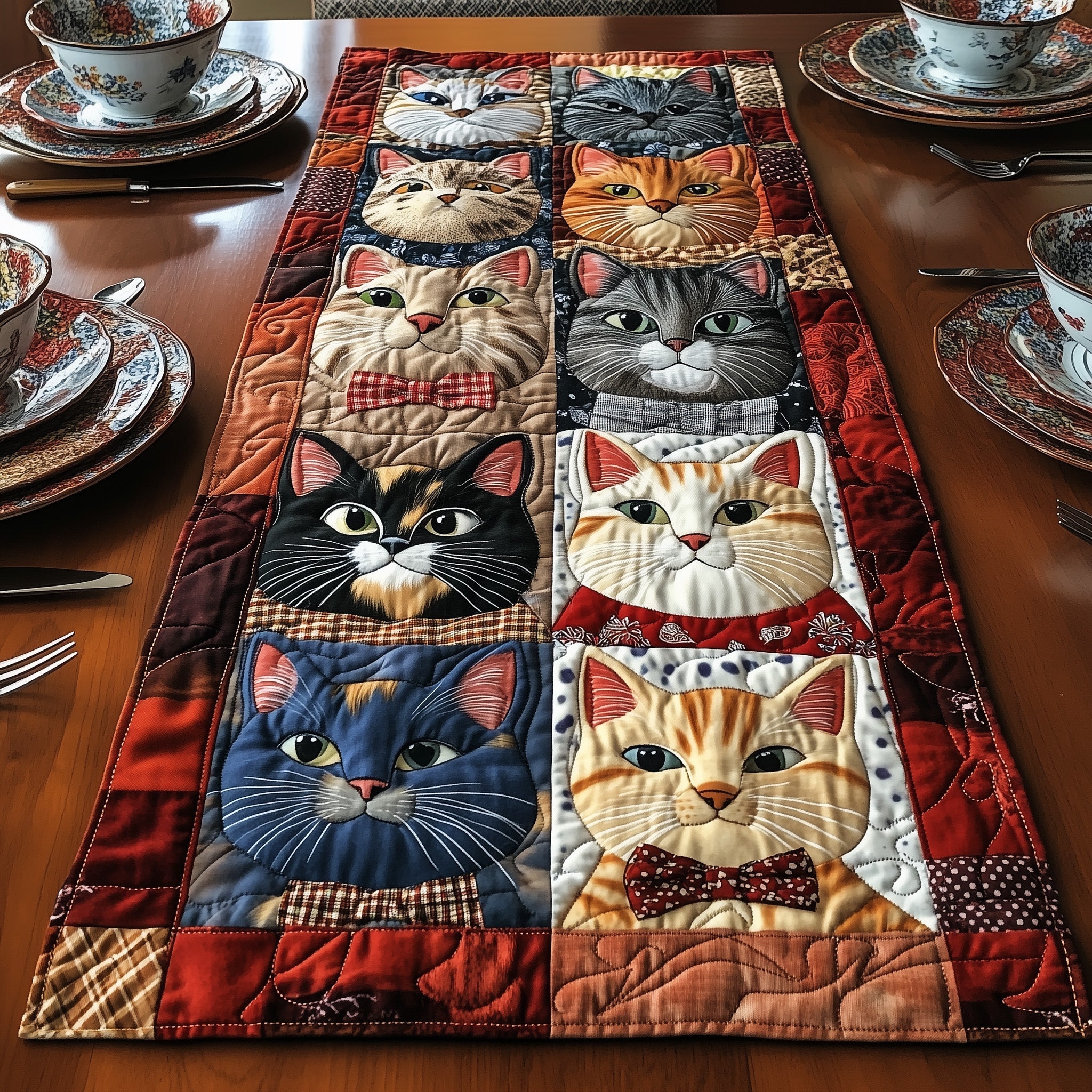 Vintage Cat Quilted Table Runner Target Table Runner Cat Person Presents