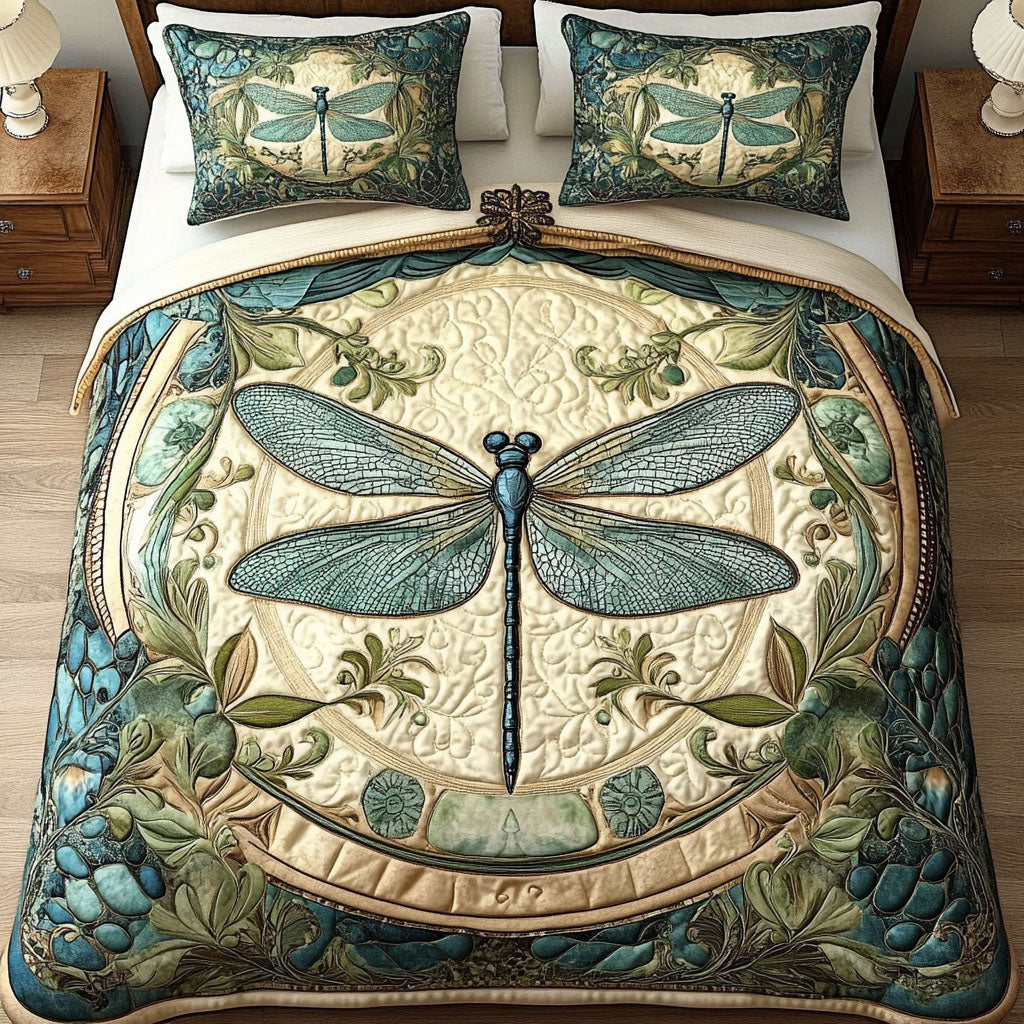 Vintage Charm Quilted Bedding Set Unique Bed Sheet Set Best Dragonfly Gifts For Christmas