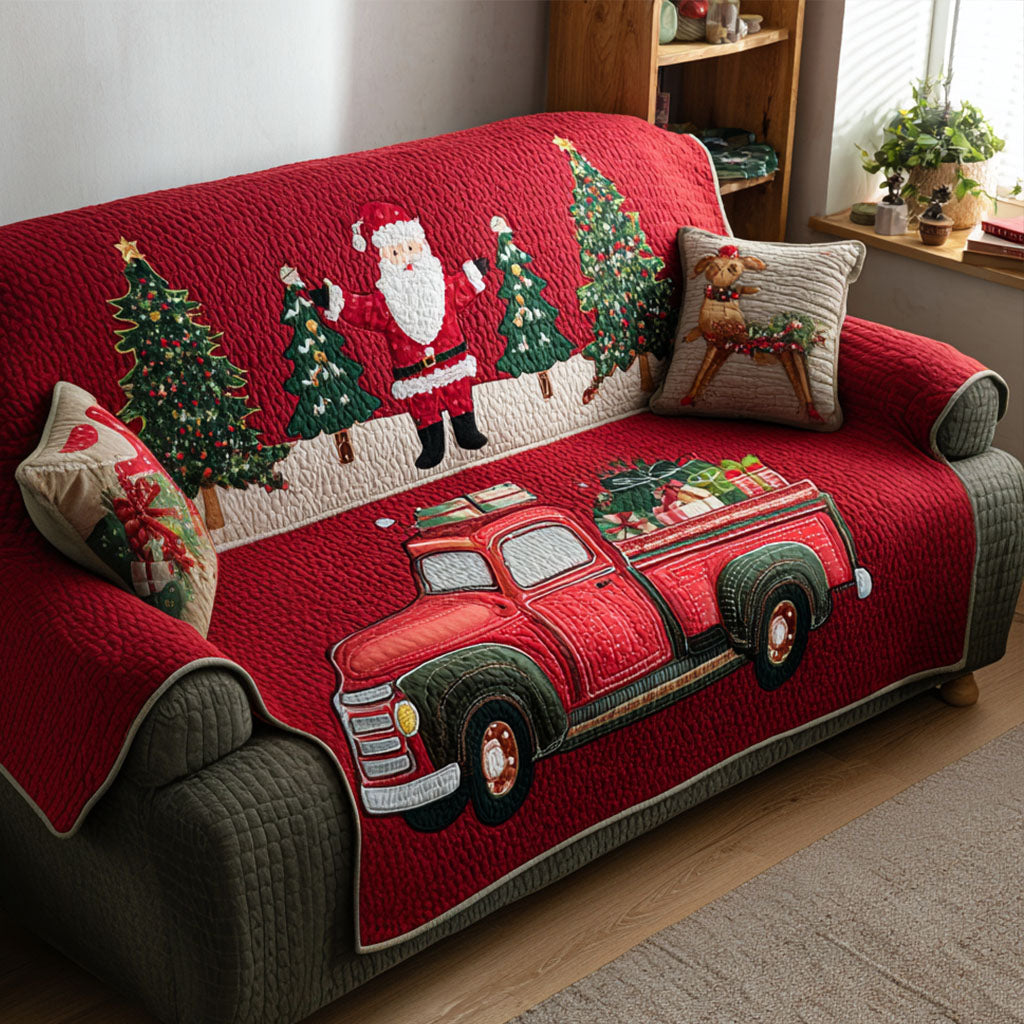 Vintage Christmas Ride Quilted Sofa Cover Couch Seat Covers Christmas Gifts For Husband