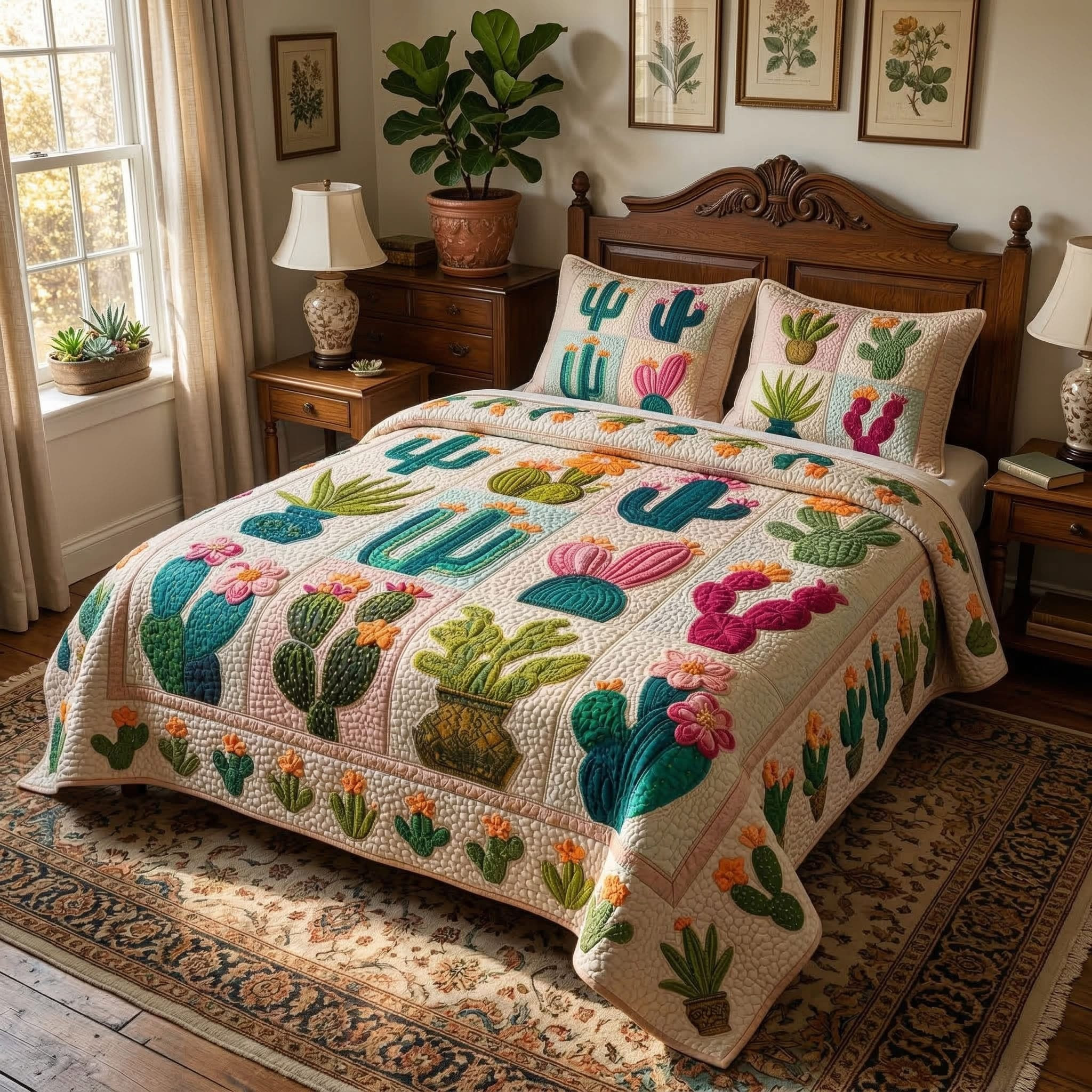 Vintage Desert Quilted Bedding Set Adorable Patchwork Bedspread Set Mother's Day Presents