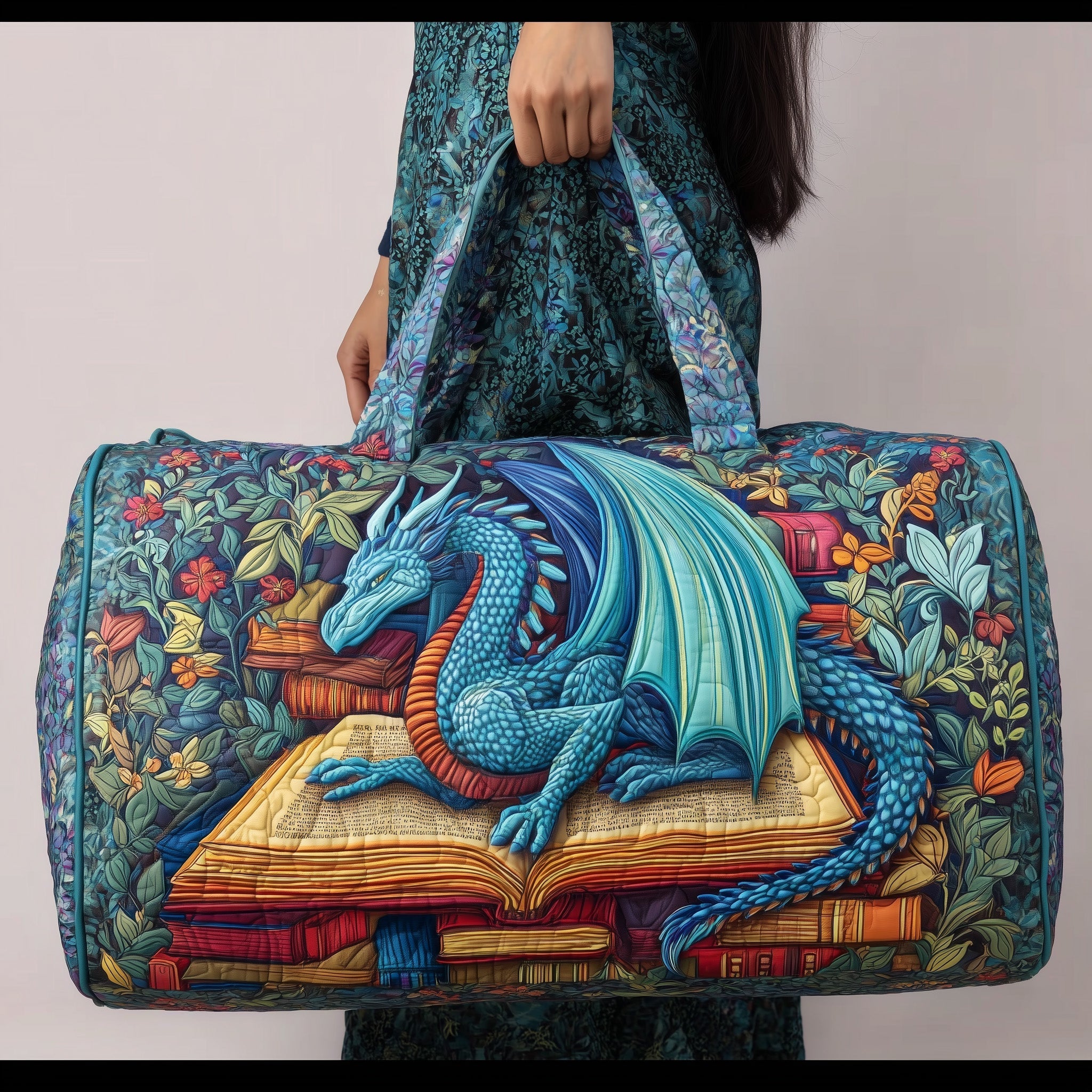 Vintage Dragon Quilted Duffle Bag Gym Duffel Bag Thoughtful Mother's Day Gifts
