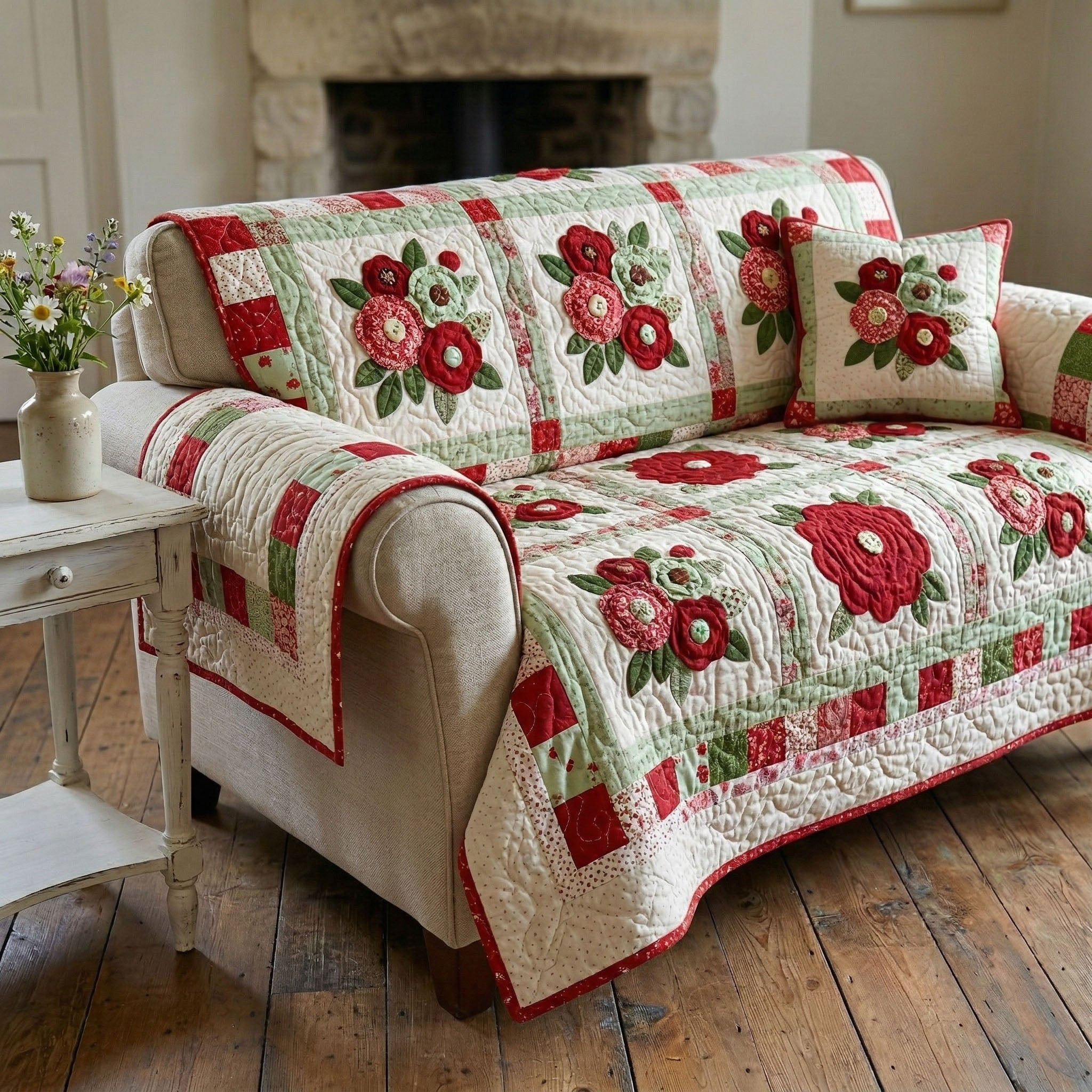 Vintage Floral Harmony Quilted Sofa Cover Best Sofa Slipcovers Farmer Present Ideas