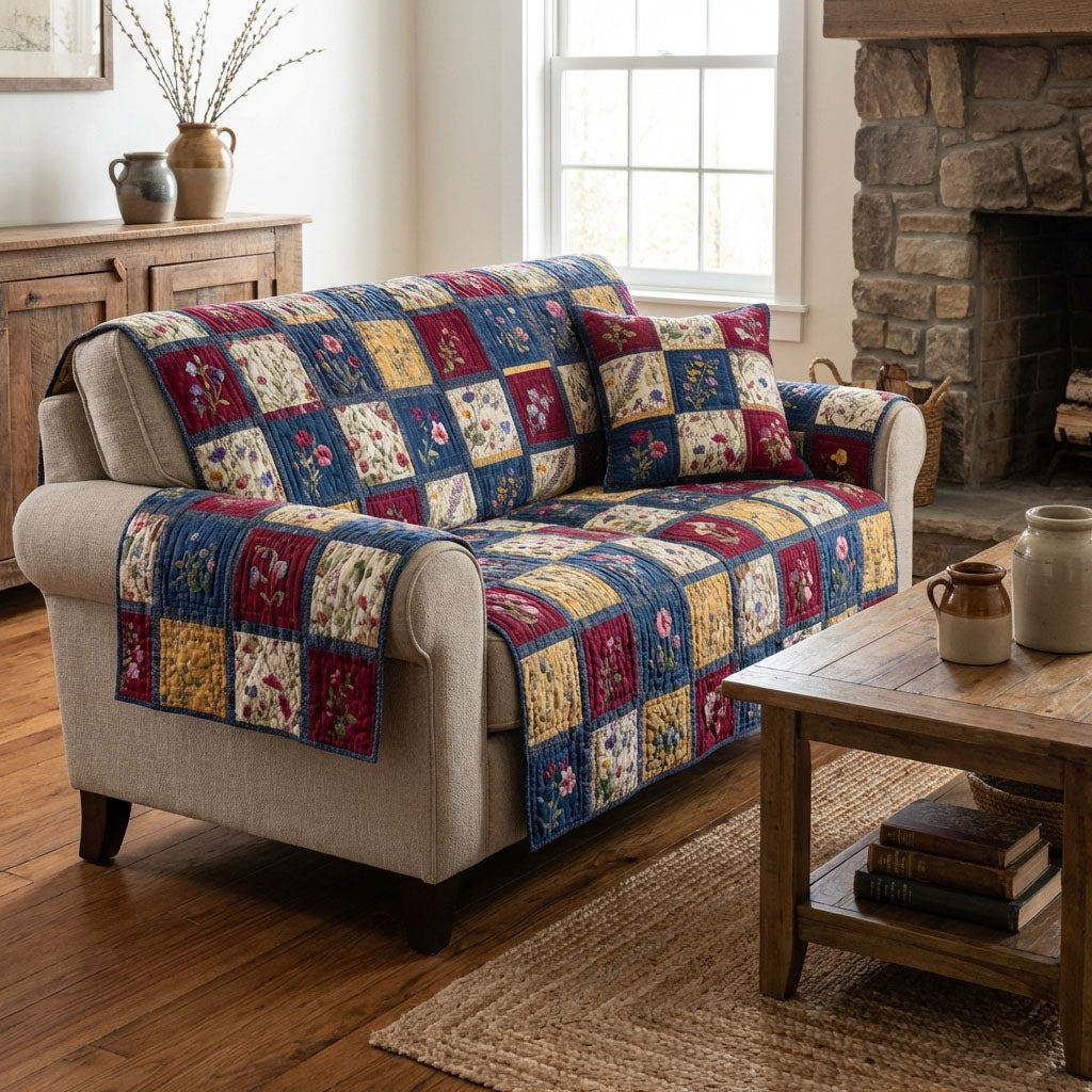 Vintage Garden Quilted Sofa Cover Sofa Protector Cover Cool Mothers Day Gifts